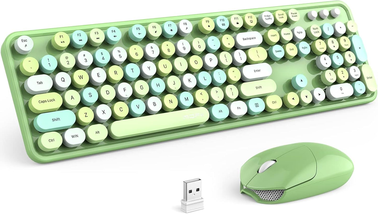 MOFII Retro Wireless Keyboard & Mouse - Green Typing Bliss