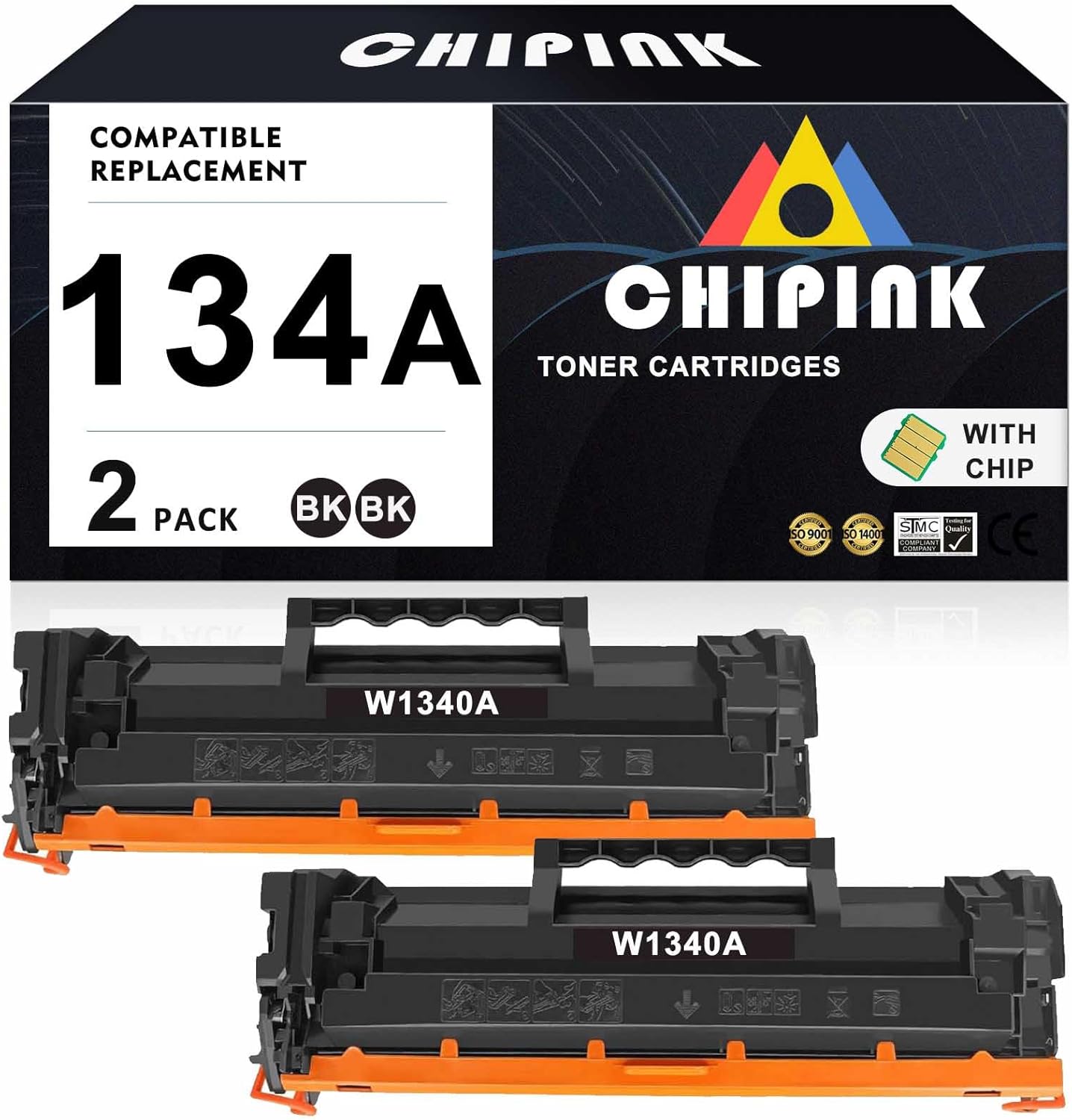 Chipink Compatible 134A Black Toner (2 Pack) - High Yield