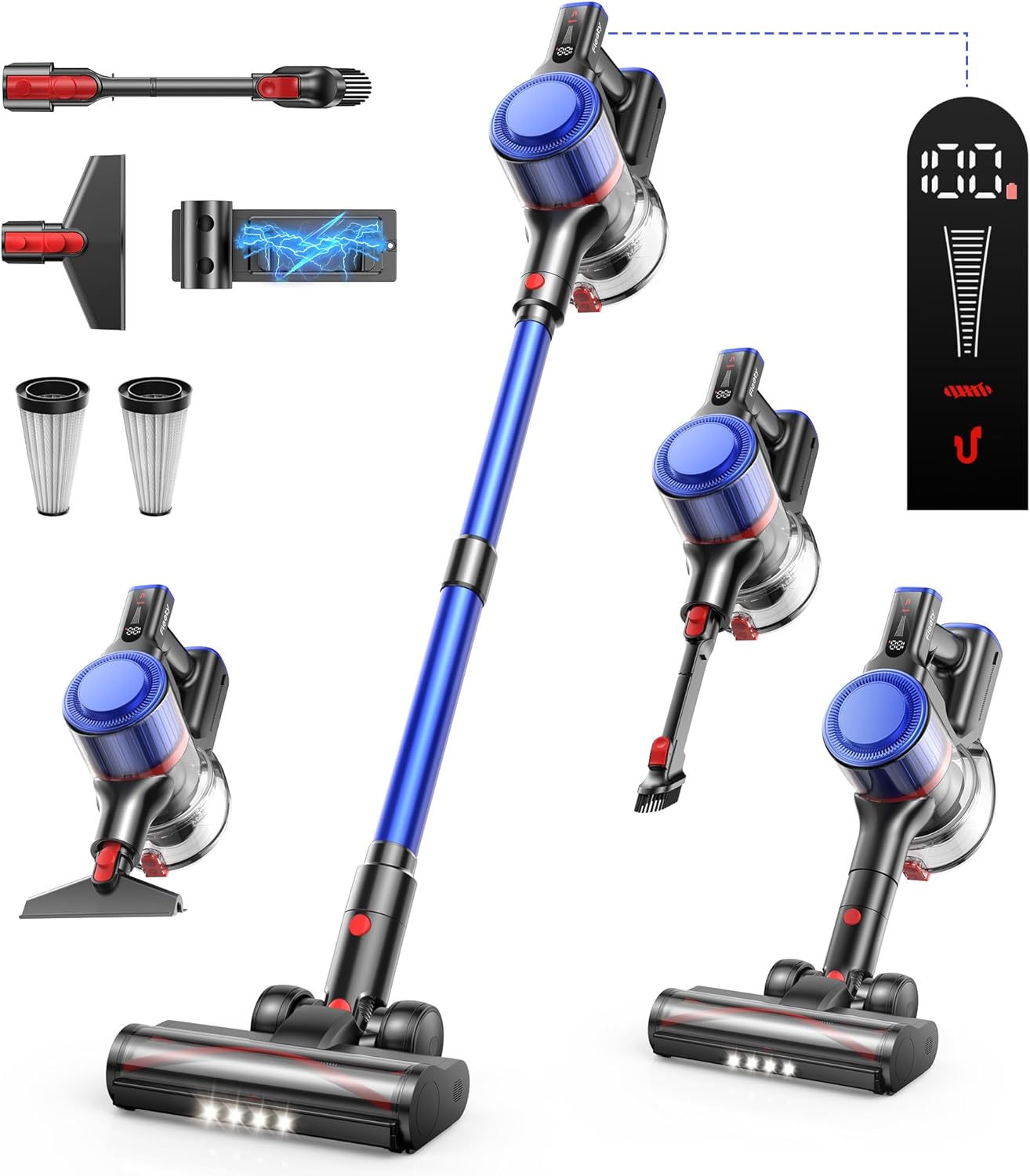 Fieety Cordless Vacuum: 45Kpa Power, 60Mins Run Time