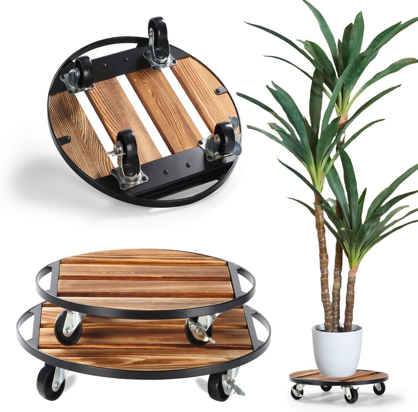 2 Pack Plant Caddy with Wheels for Heavy Duty Indoor Outdoor Use