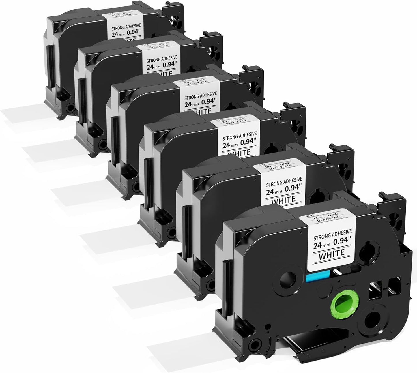 24mm Label Tape for Brother P-Touch - Extra-Strength 6 Pack