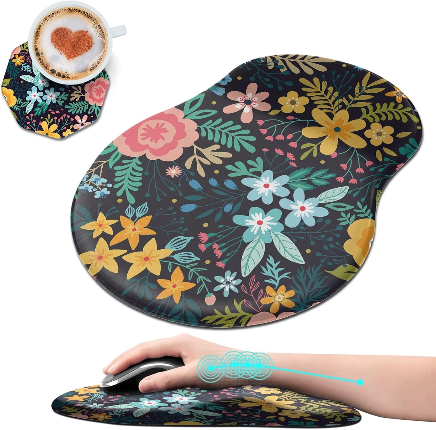 Blooming Flowers Mouse Pad Set - Comfort & Style!