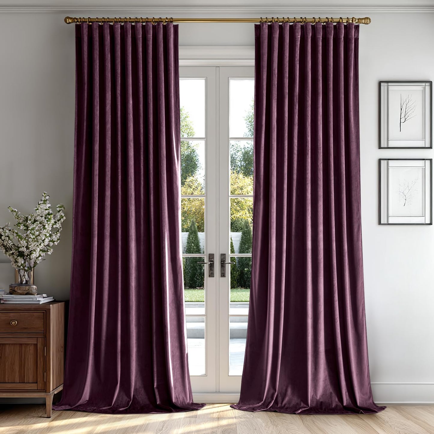 MIULEE Dark Purple Velvet Curtains for Luxury Room Darkening