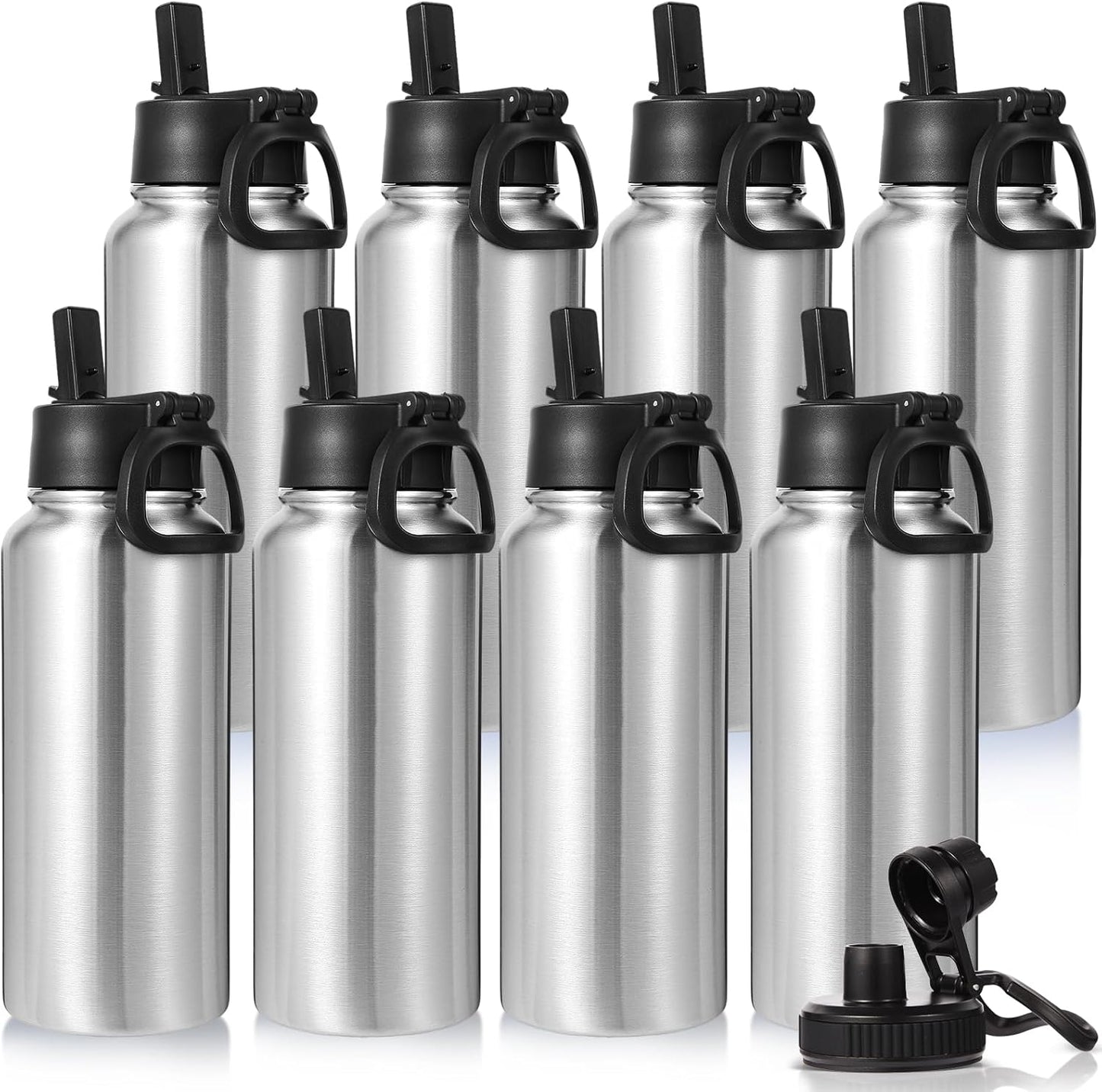 32 oz Insulated Water Bottles Bulk with 2 Lids for All Needs