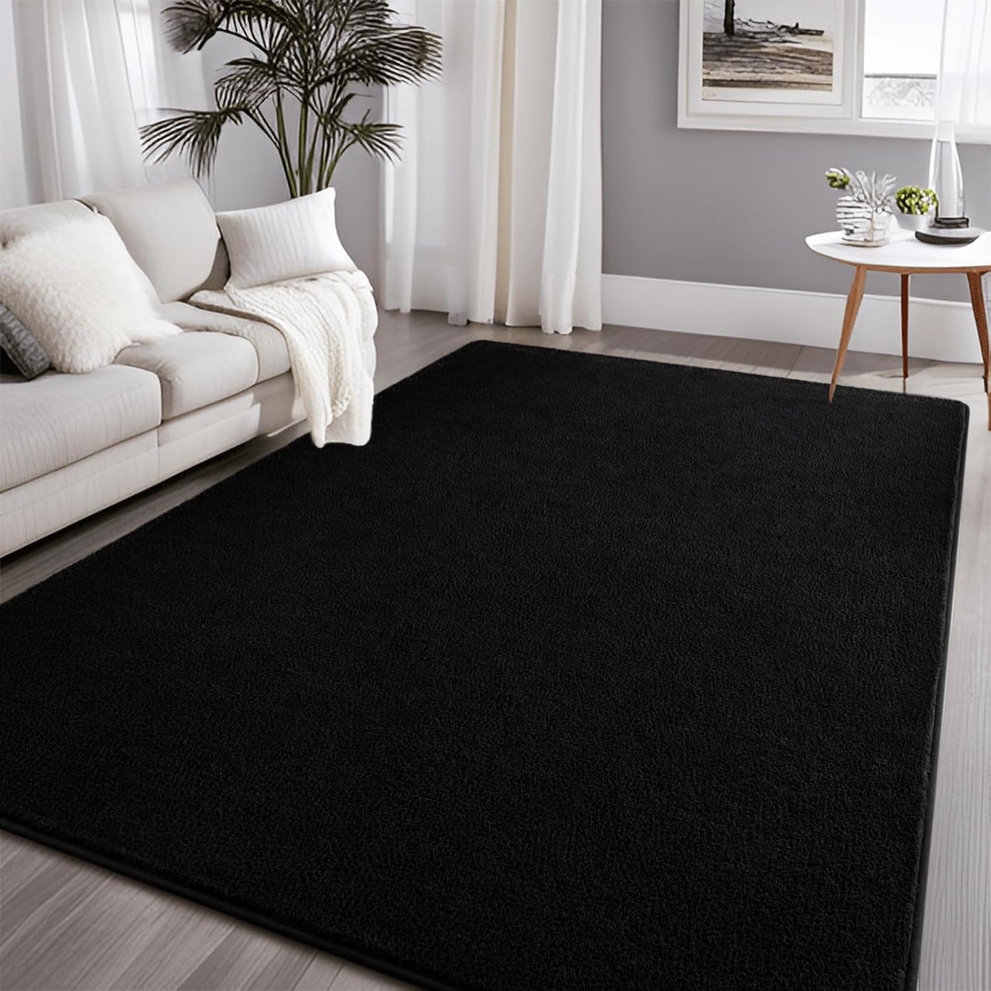 Larhom Black Memory-Foam Rug - Soft & Non-Slip
