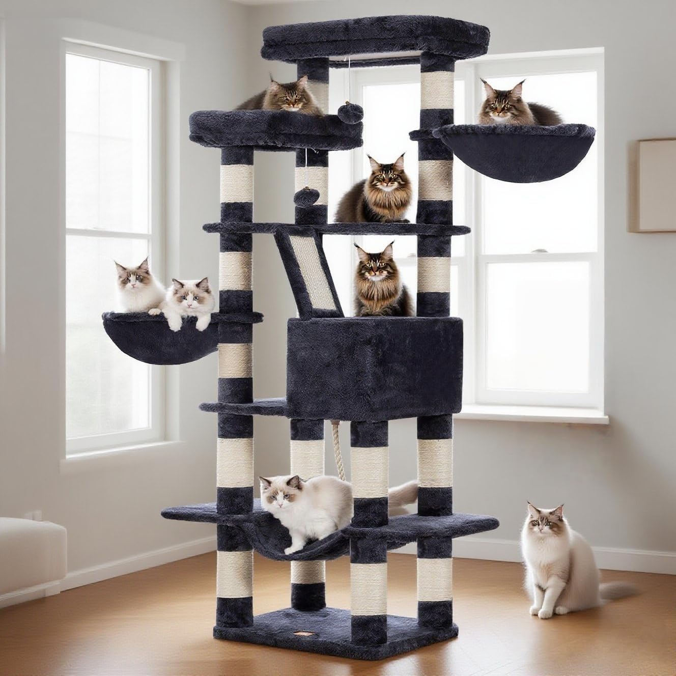 Heybly Cat Tree 68 inch Multi-Level Cat Tower for Indoor Cats