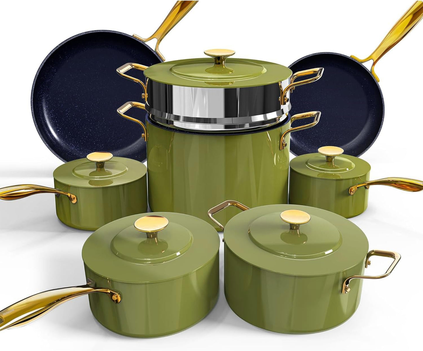 Nuwave Lux LE Cookware Set: Elegant Gold Handles & Non-Stick