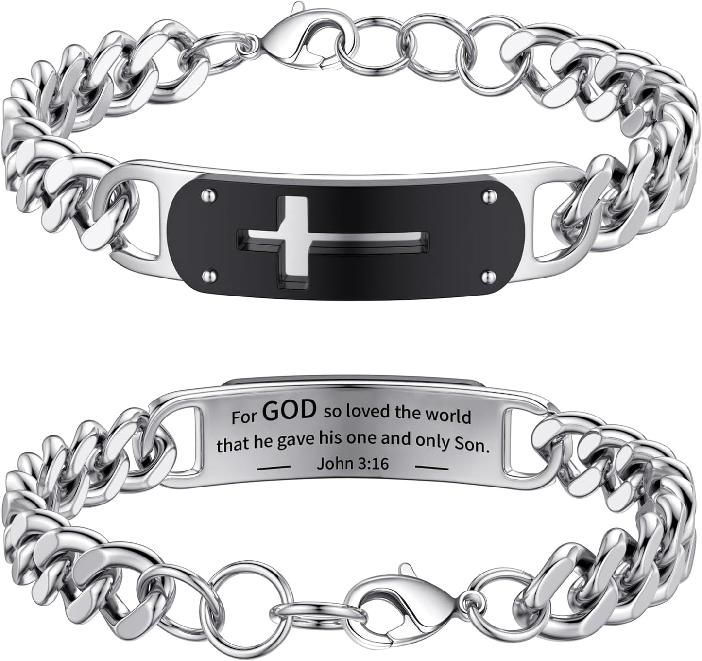 Stainless Steel Cross Bracelet - Adjustable Christian Gift