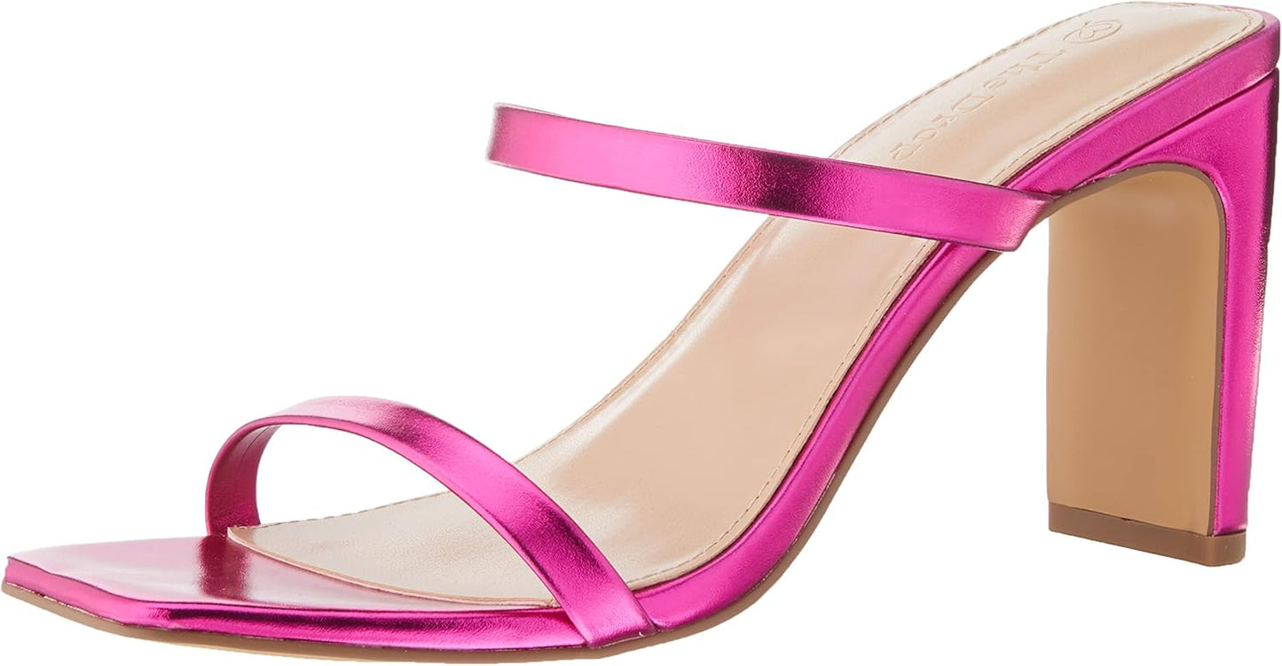 The Drop Women's Avery Square Toe Two Strap Heeled Sandal