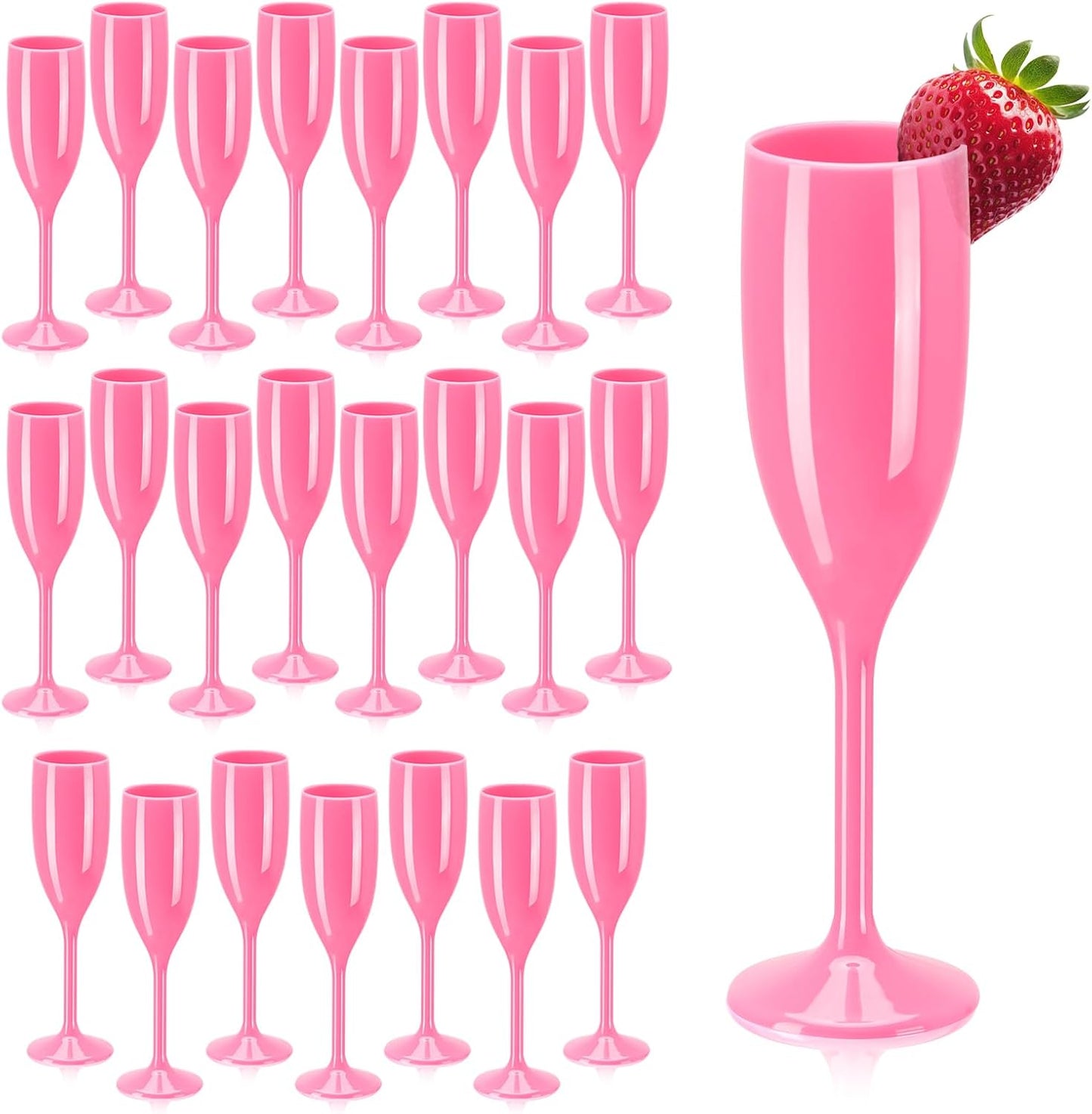 Elegant Pink Acrylic Champagne Flute Goblets for Celebrations