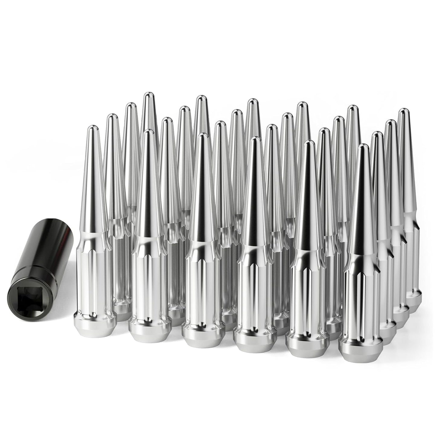 M14x1.5 Spike Lug Nuts - Chrome Spiked Lug Nut Set for Trucks