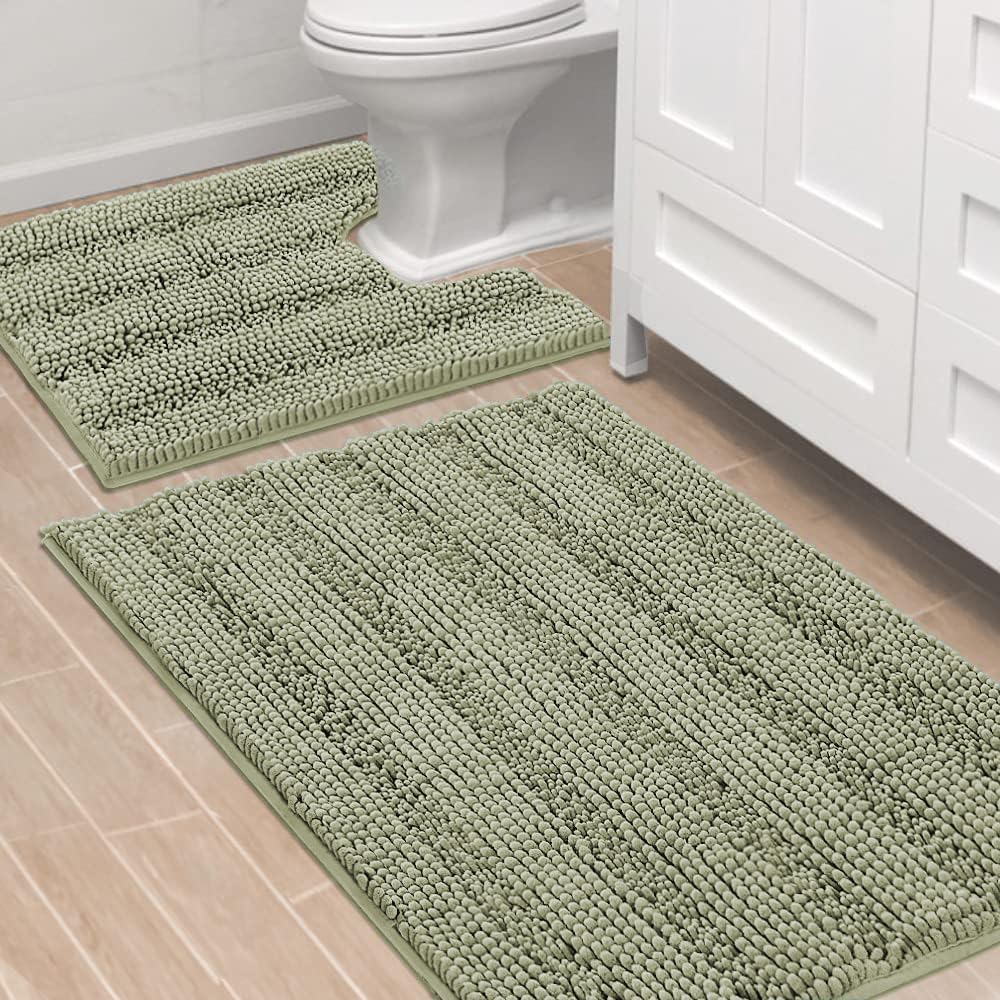 H.VERSAILTEX Bathroom Rug Sets Soft Chenille Non Slip Mats
