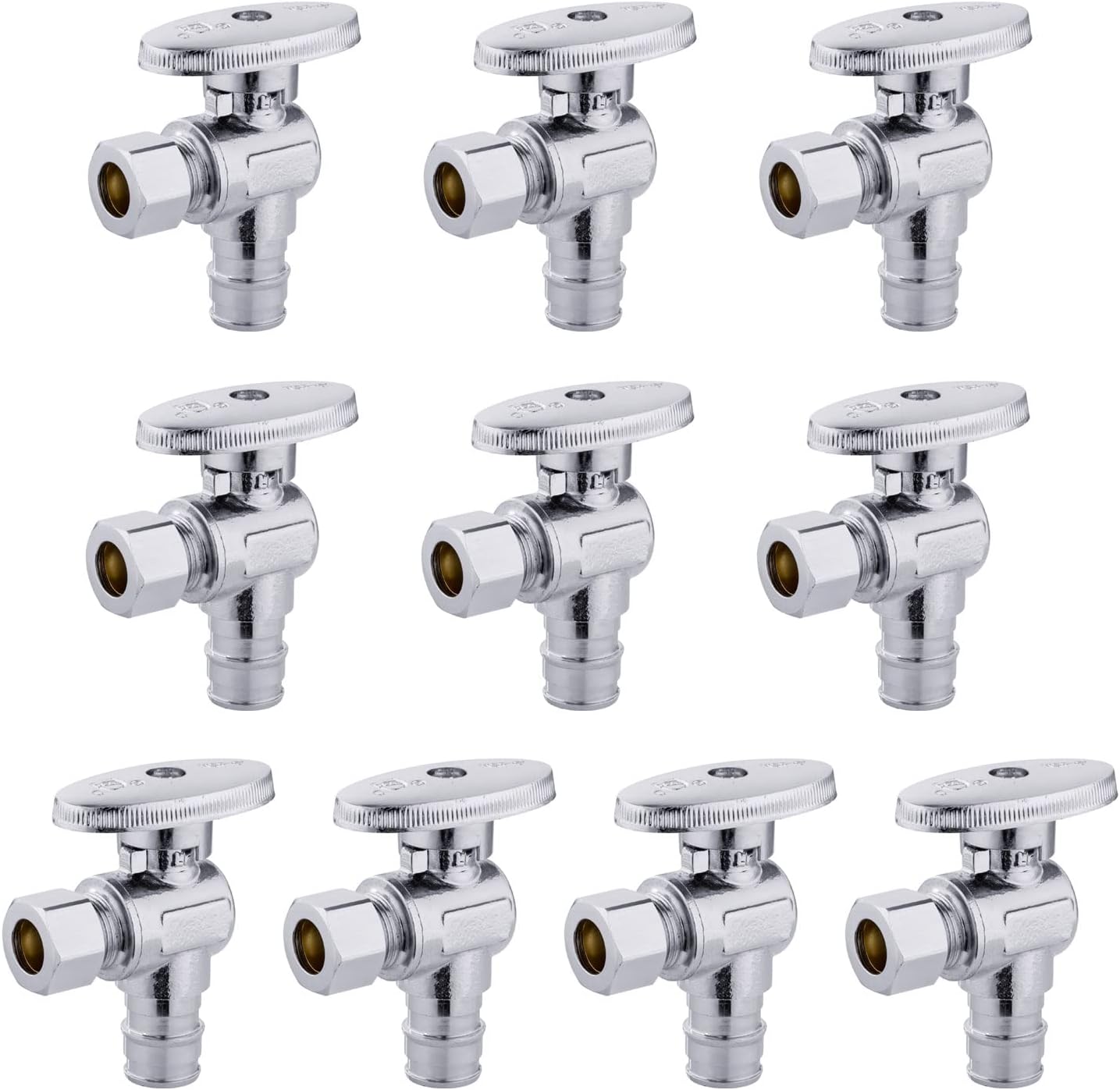 10 PCS EFIELD Stop Angle Valve for Pex-A Inlet, Chrome Brass