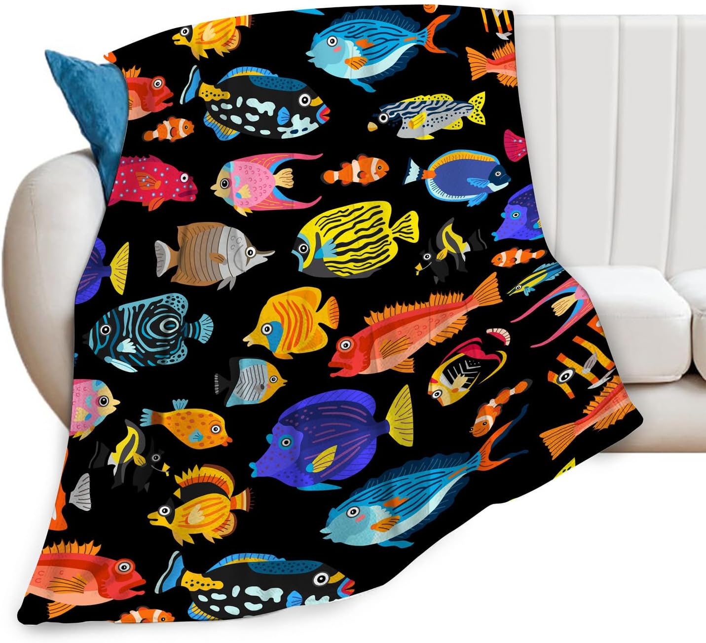 Tropical Fish Blanket: Perfect Fishing Lover Gift! ~ 35 characters.
