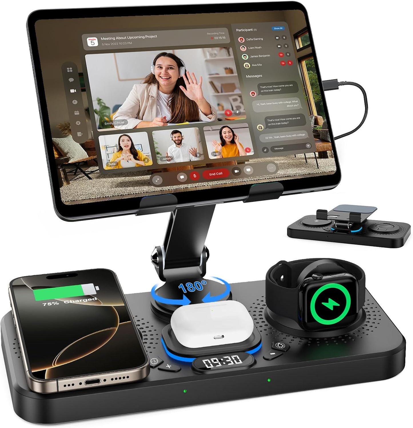 30W Charging Station for Apple Products with Clock & Light