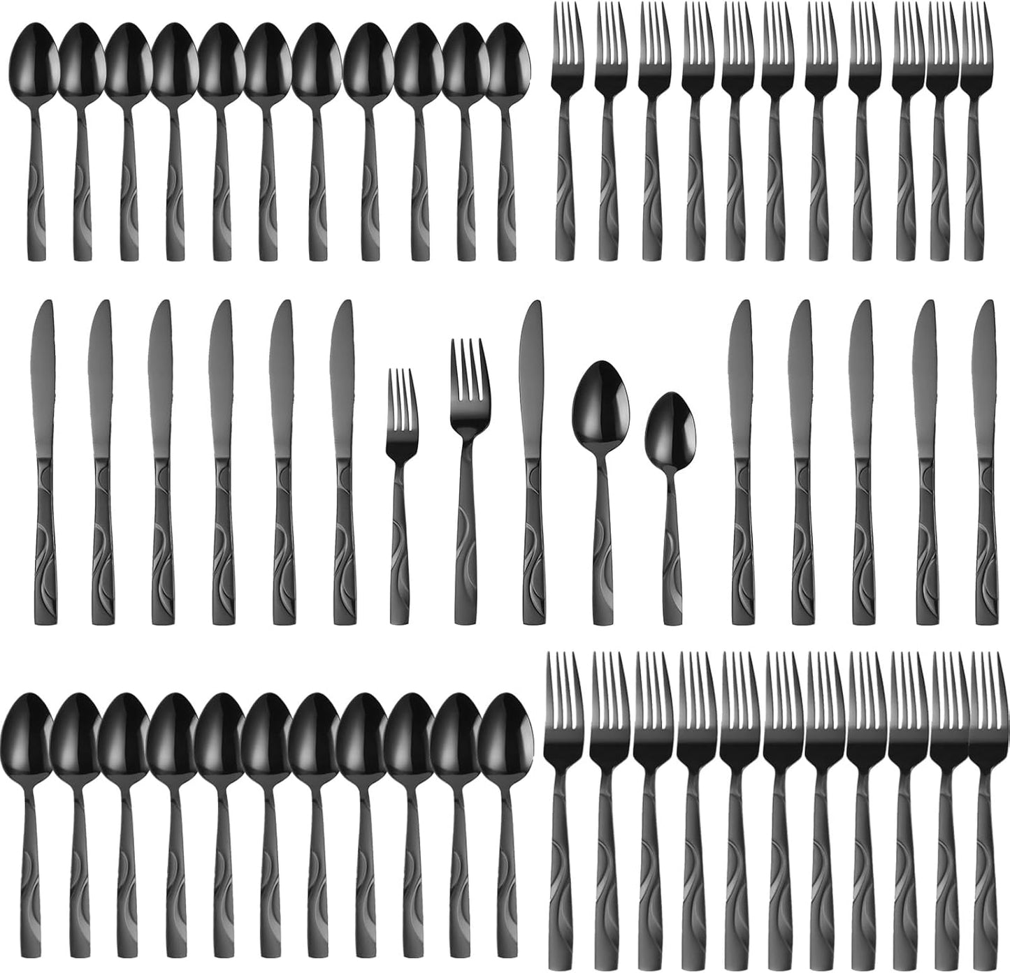60 Pieces Black Silverware Set for Elegant Dining Experiences