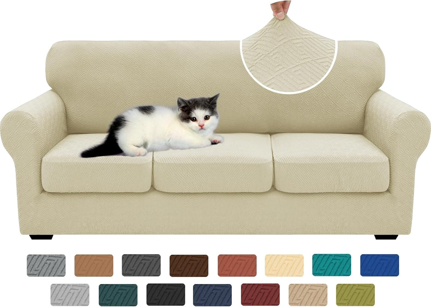 XINEAGE 4 Pieces Couch Covers for 3 Cushion Couch Protection