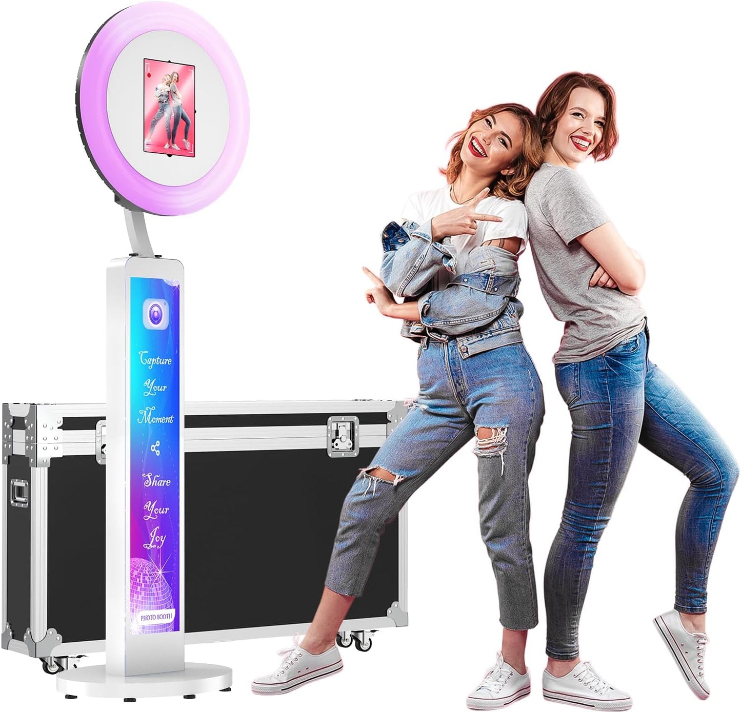 Portable iPad Photo Booth with Adjustable Ring Light for Events
