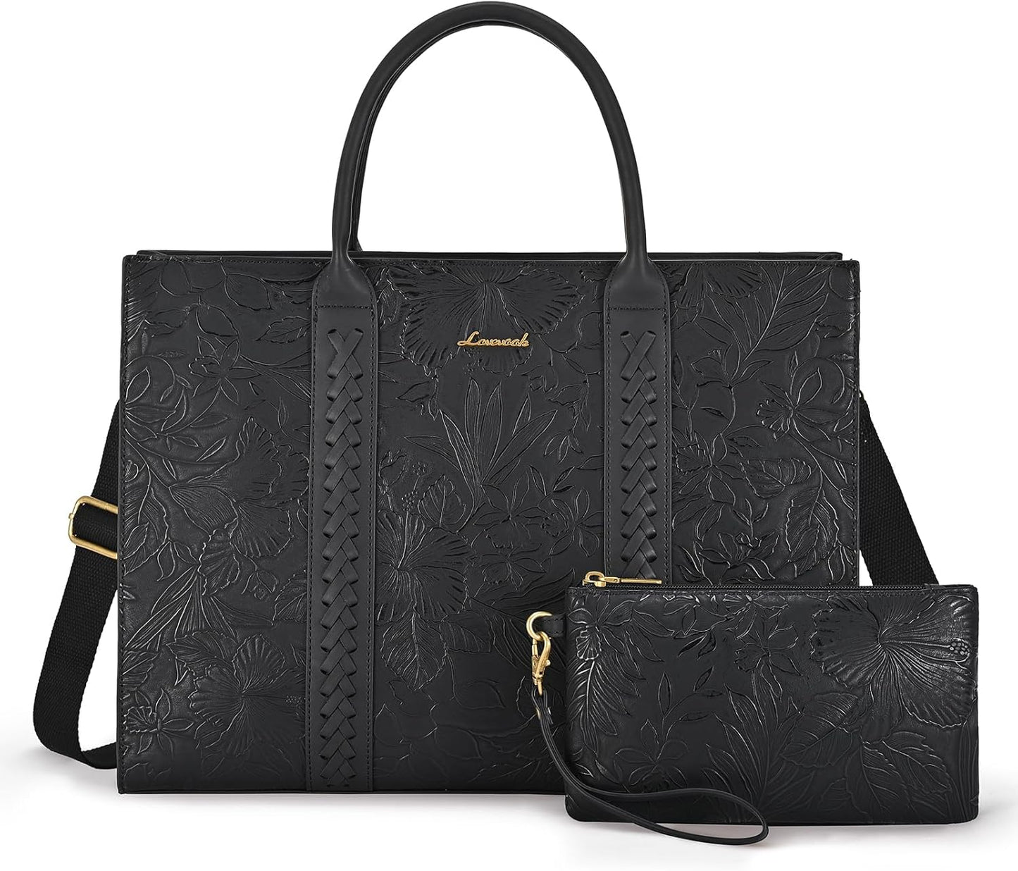 LOVEVOOK Vintage Leather Laptop Bag for Women - Stylish & Functional