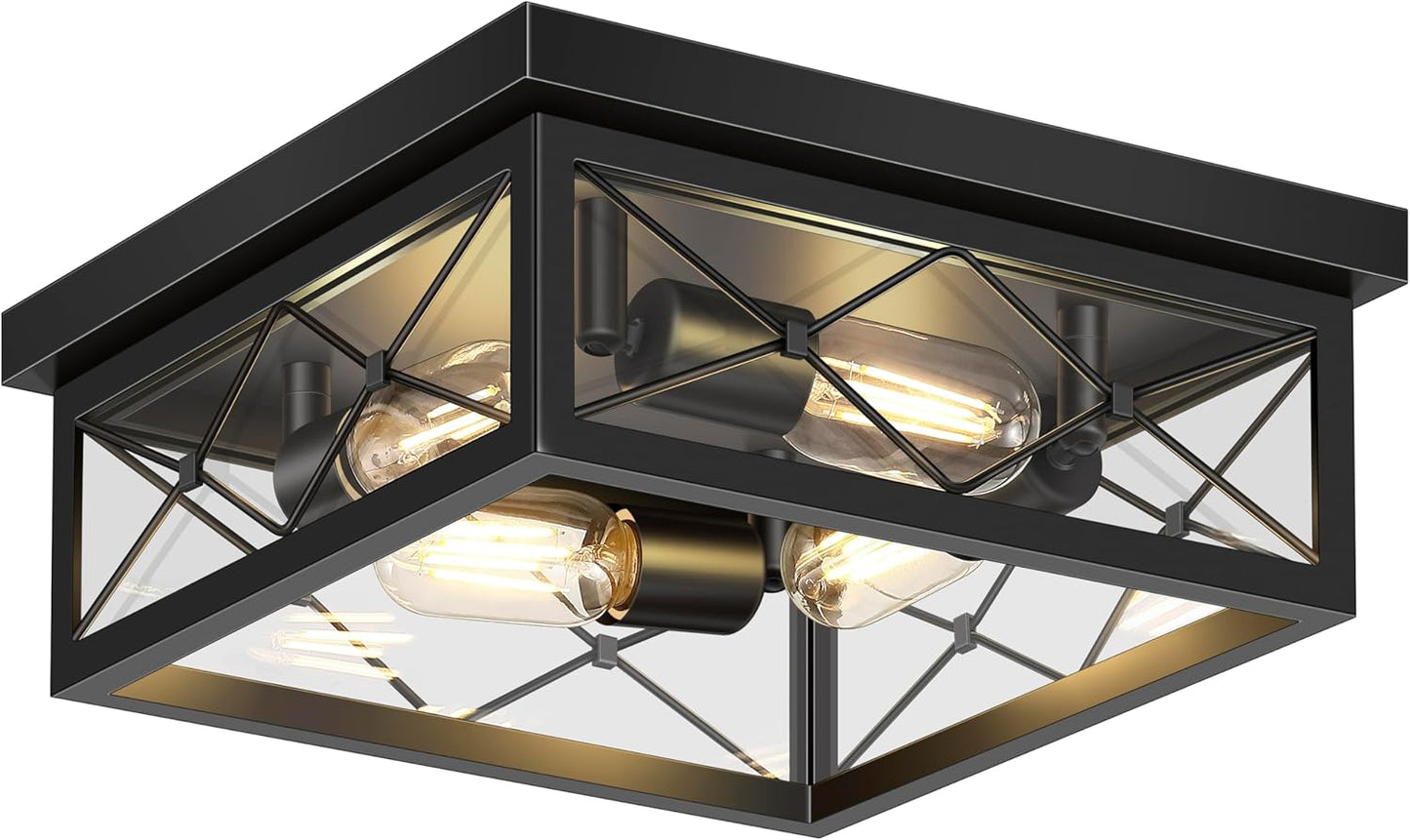 12 Inch Square Flush Mount Ceiling Light for Farmhouse Style