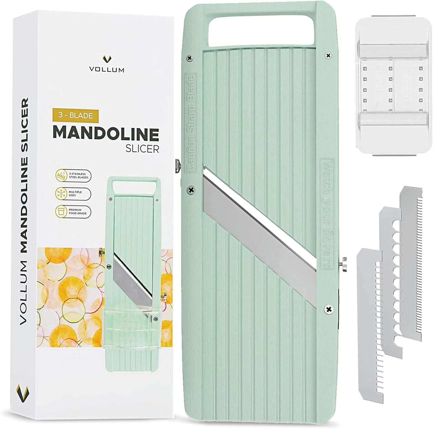 Narrow Handheld Mandoline Slicer for Kitchen by Vollum