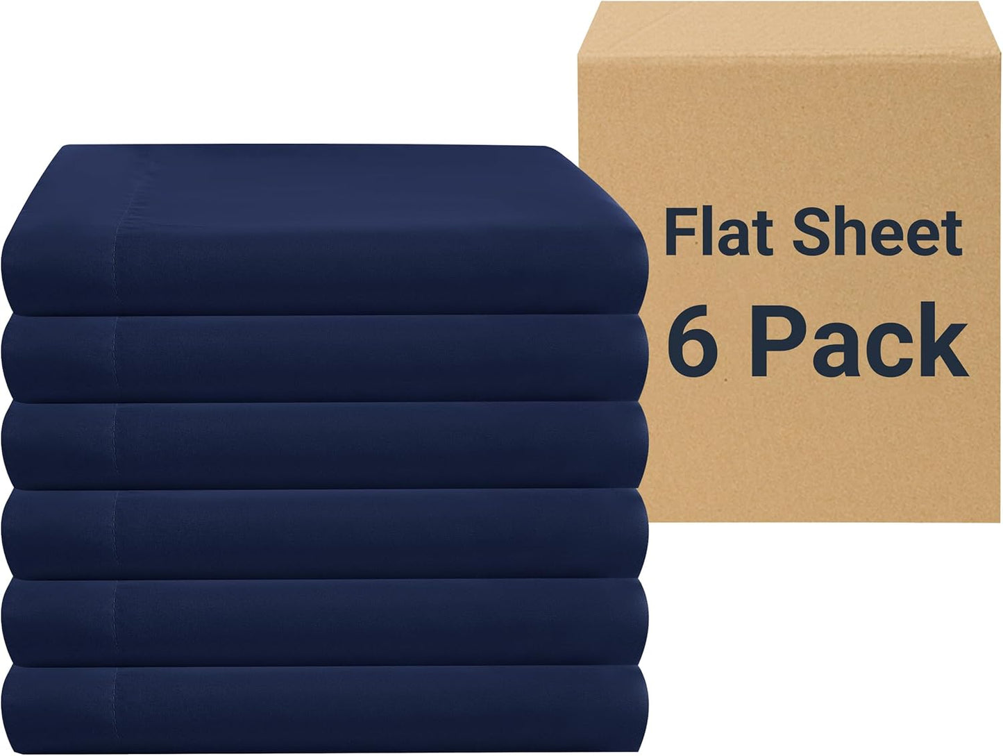 ZPECC Queen Size Flat Sheets 6 Pack for Hotels and Rentals