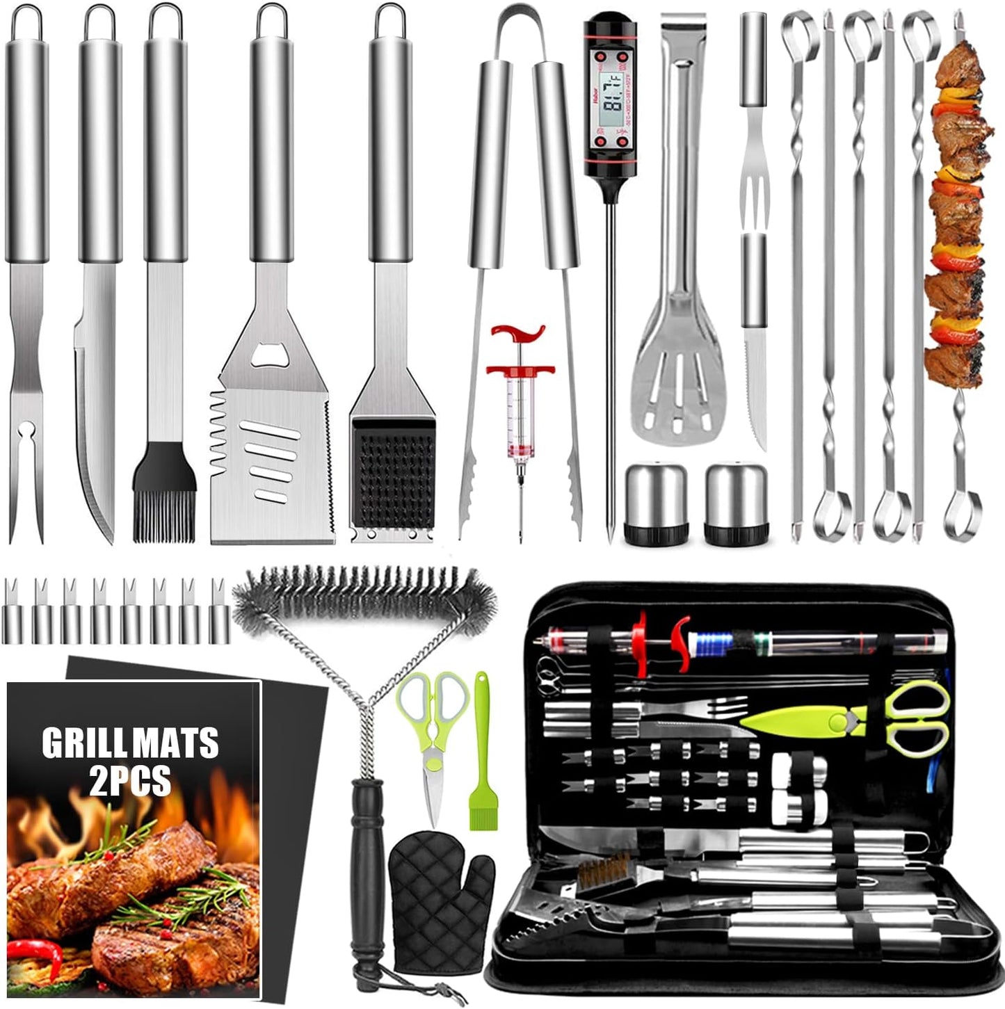 34Pcs Grill Accessories Set for Men and Women - BBQ Tools