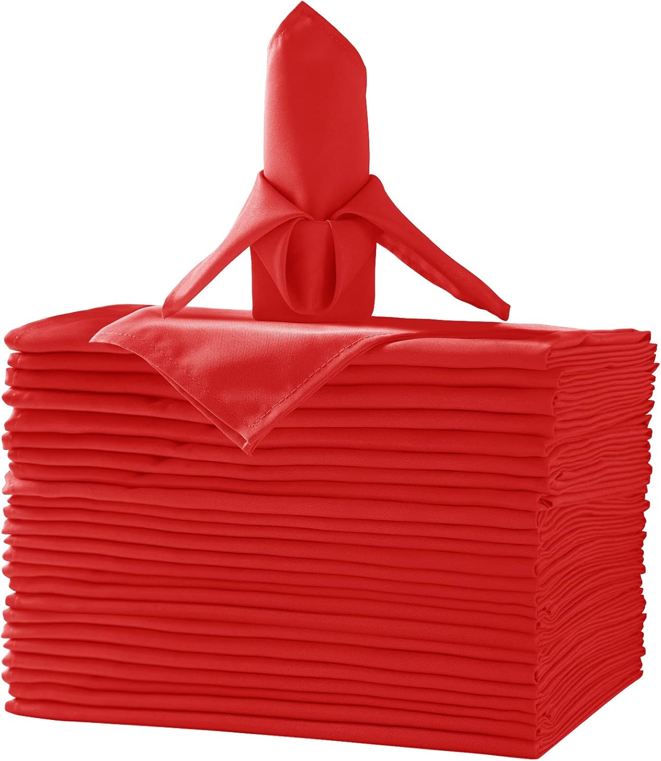 50pcs Red Dinner Napkins - 17 x 17 inch Polyester Cloth Set