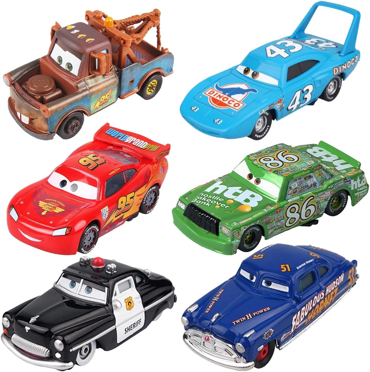 6 PCS Diecast Car Toy Set for Kids - Mater, Chick Hicks & More