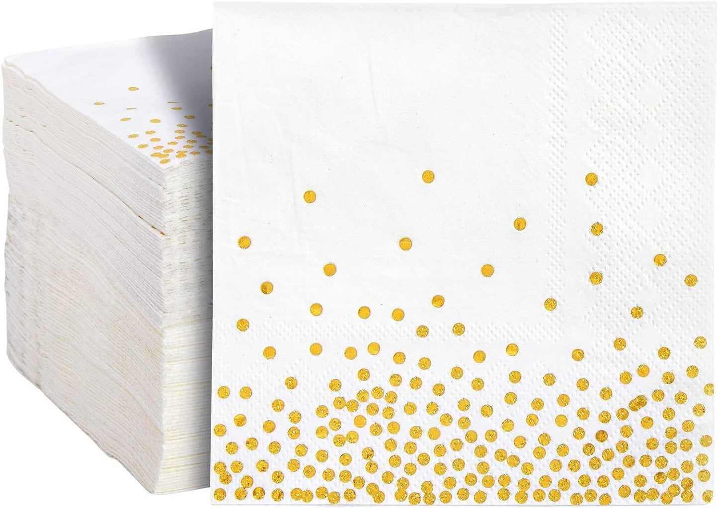 100 Pack White & Gold Cocktail Napkins for Stylish Parties