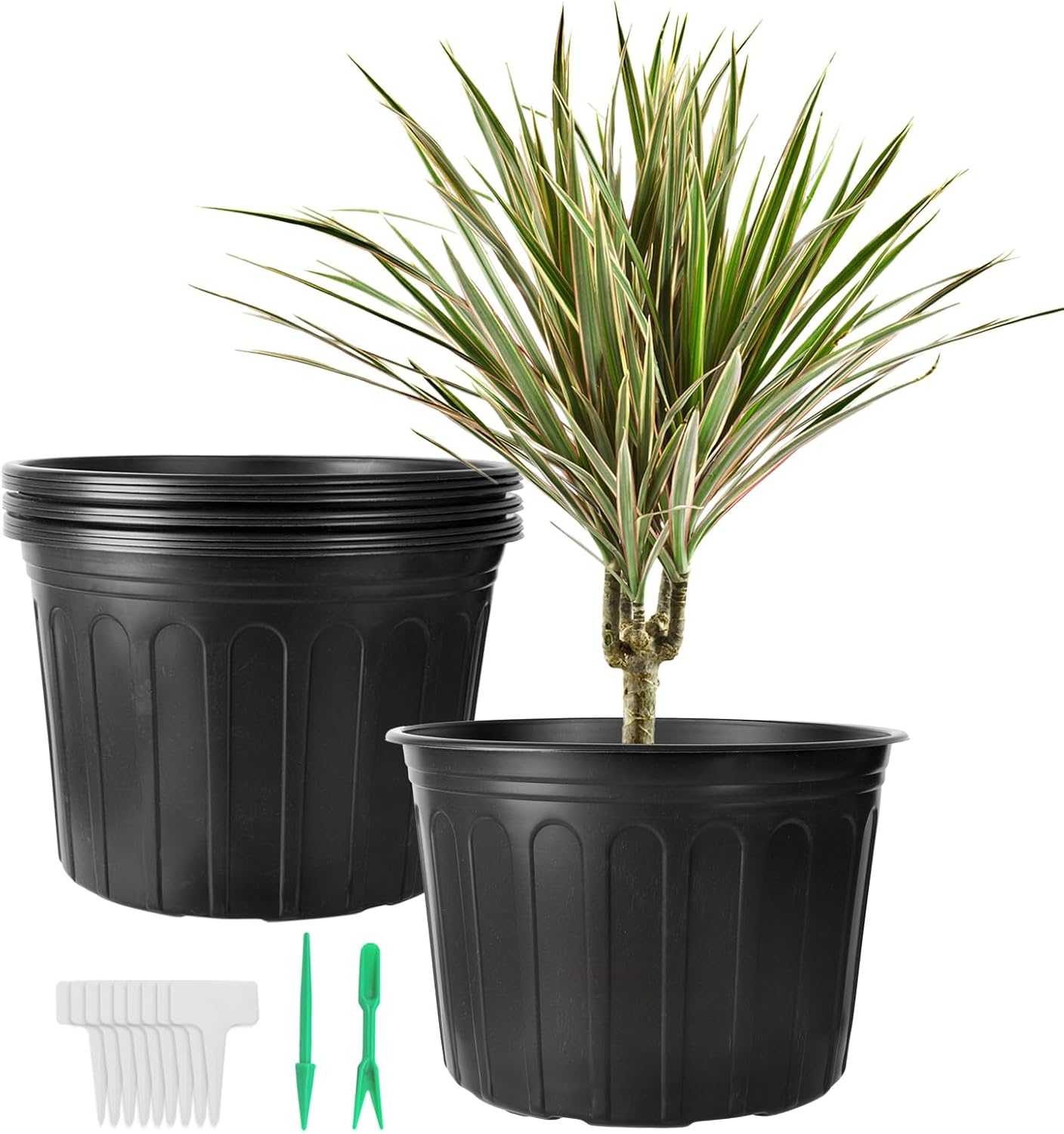 12 Pack 5 Gallon Nursery Pots with Tags and Mini Tools Included