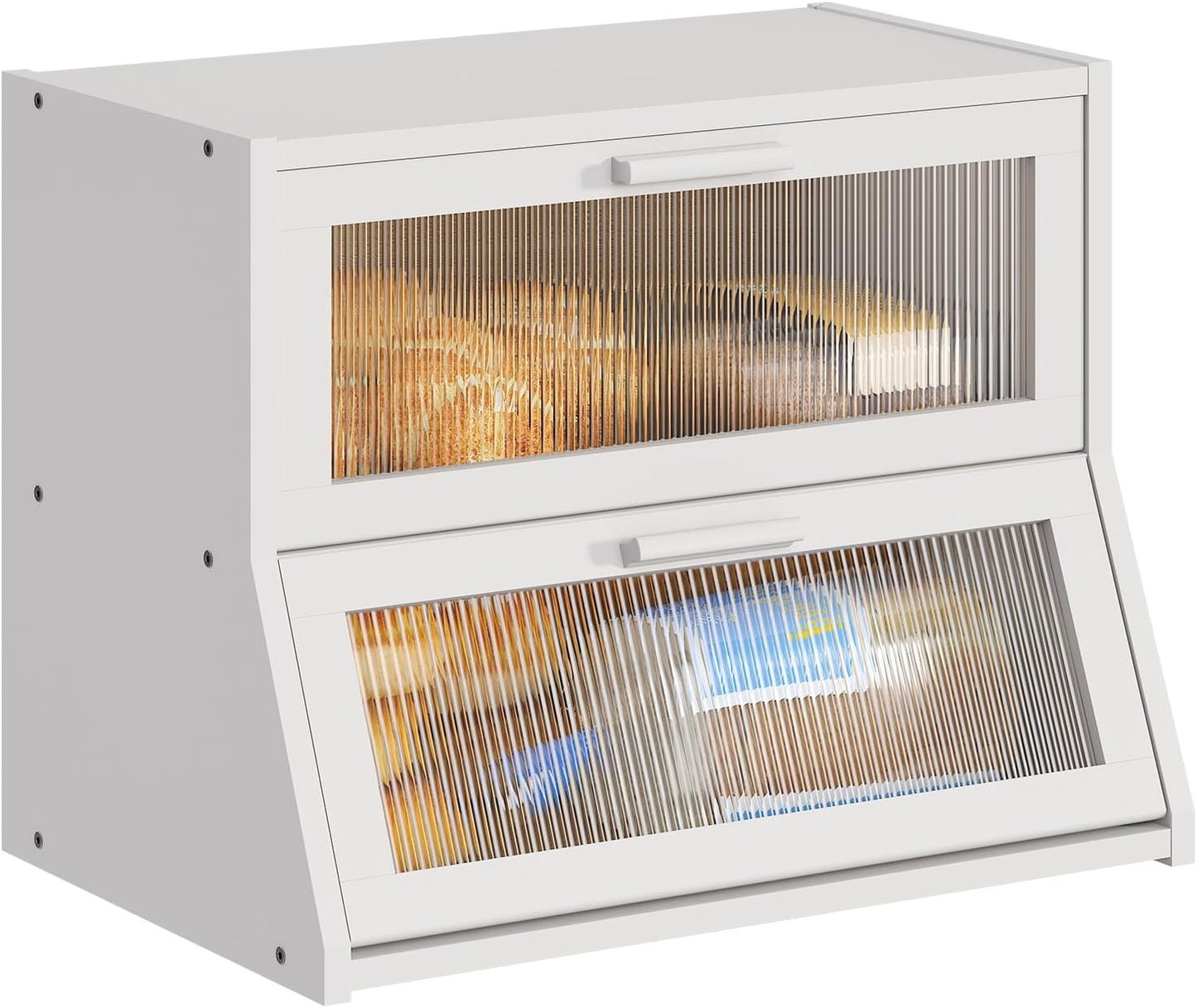 Large Bread Box Double Layer Bamboo Storage for Kitchen Counter