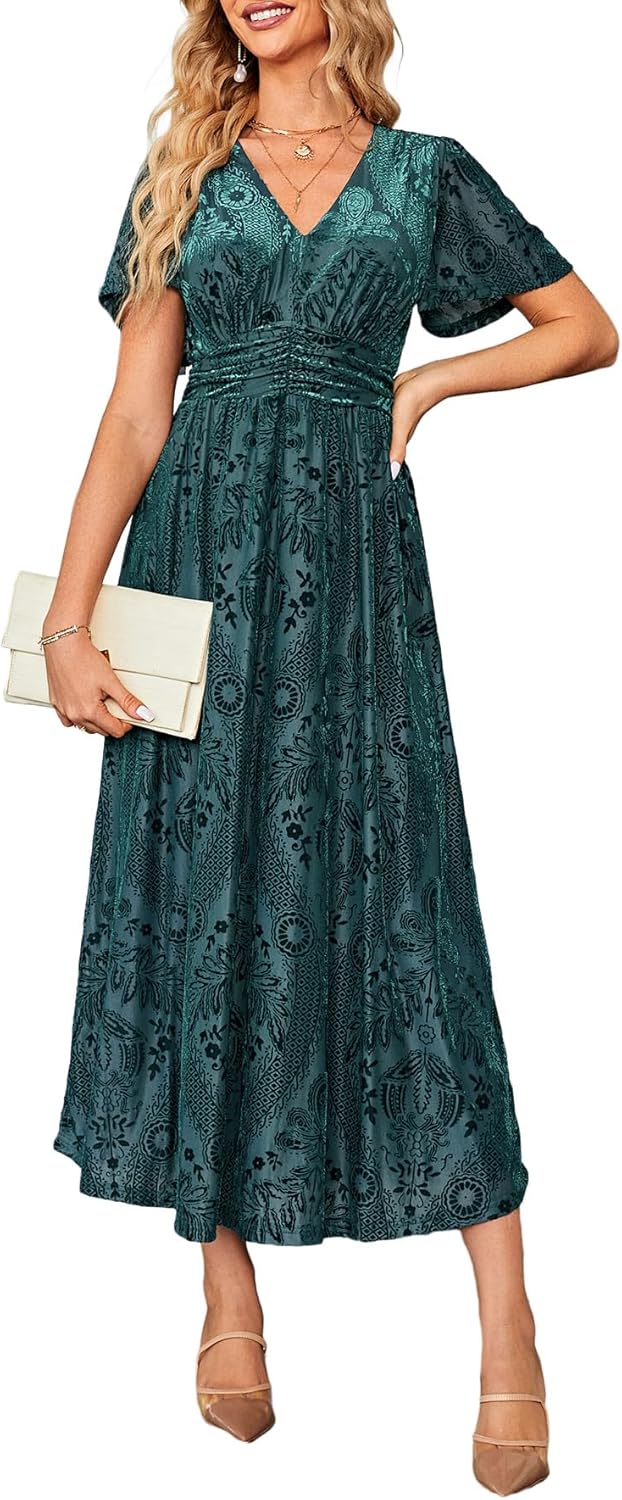 Elegant Velvet Maxi Dress for Women - Perfect for Weddings