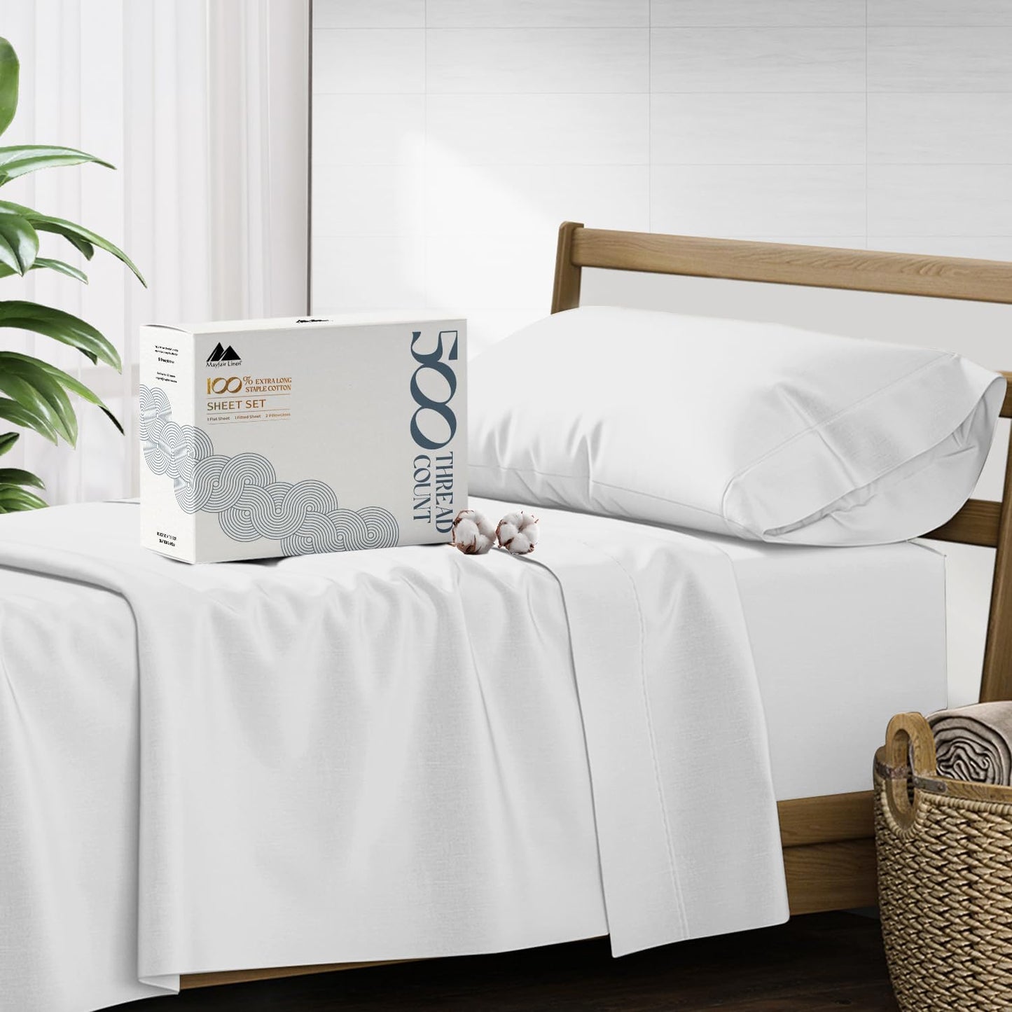 Luxury Soft 100% Cotton Twin Sheet Sets with Deep Pockets
