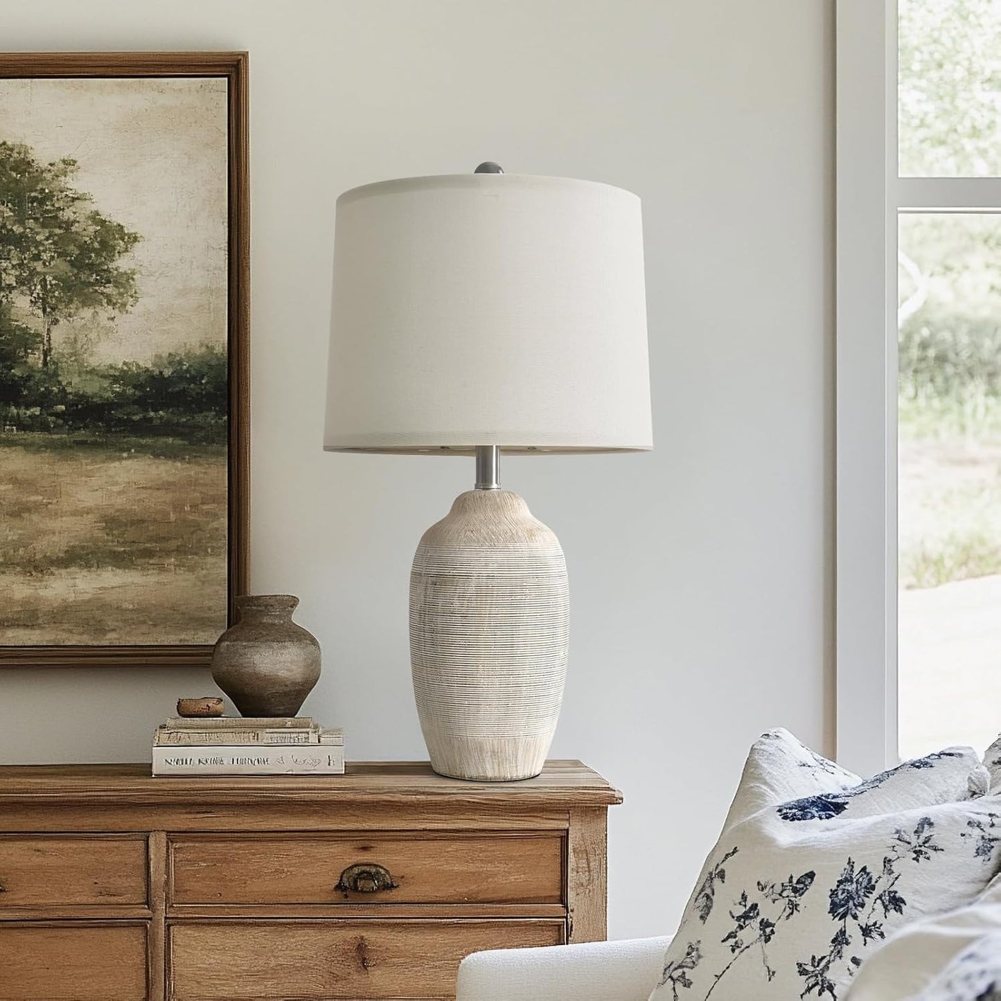Vintage Ceramic Table Lamp - Rustic Bedside Lamp for Home
