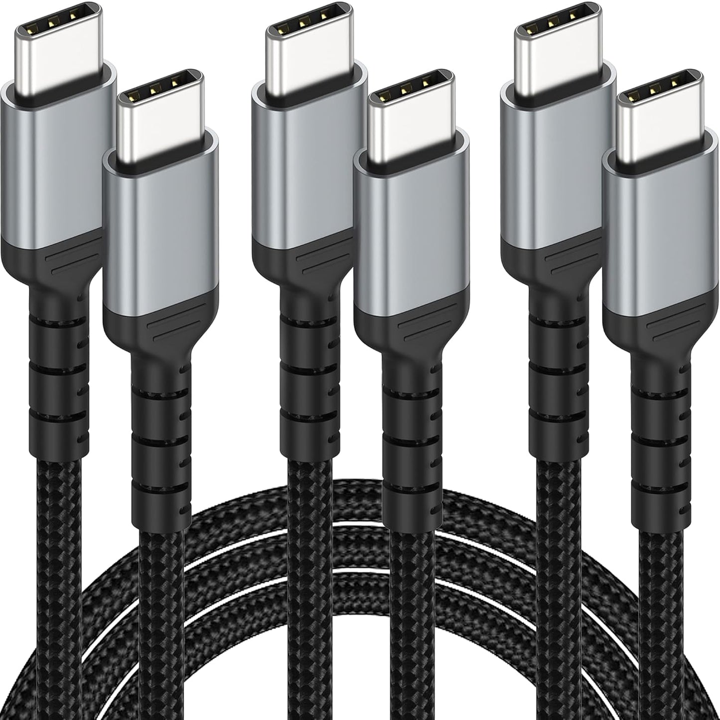 Fast Charge 2m USB-C Cable 3 Pack, PD 60W/3A, iPhone 15 Samsung S23