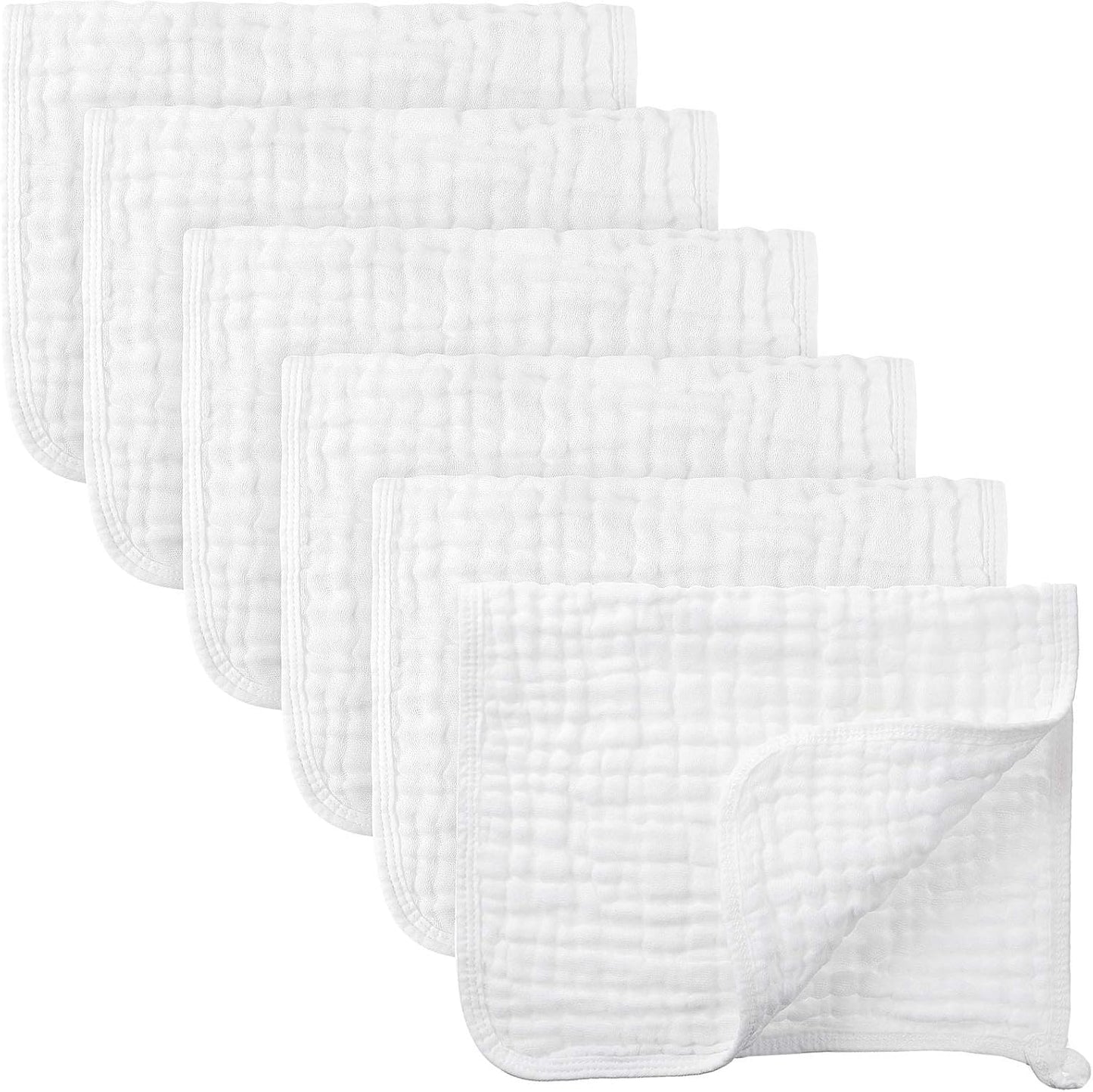 Irenare 6 Pcs Muslin Burp Cloths - 6 Layers Soft Absorbent Wash Cloths