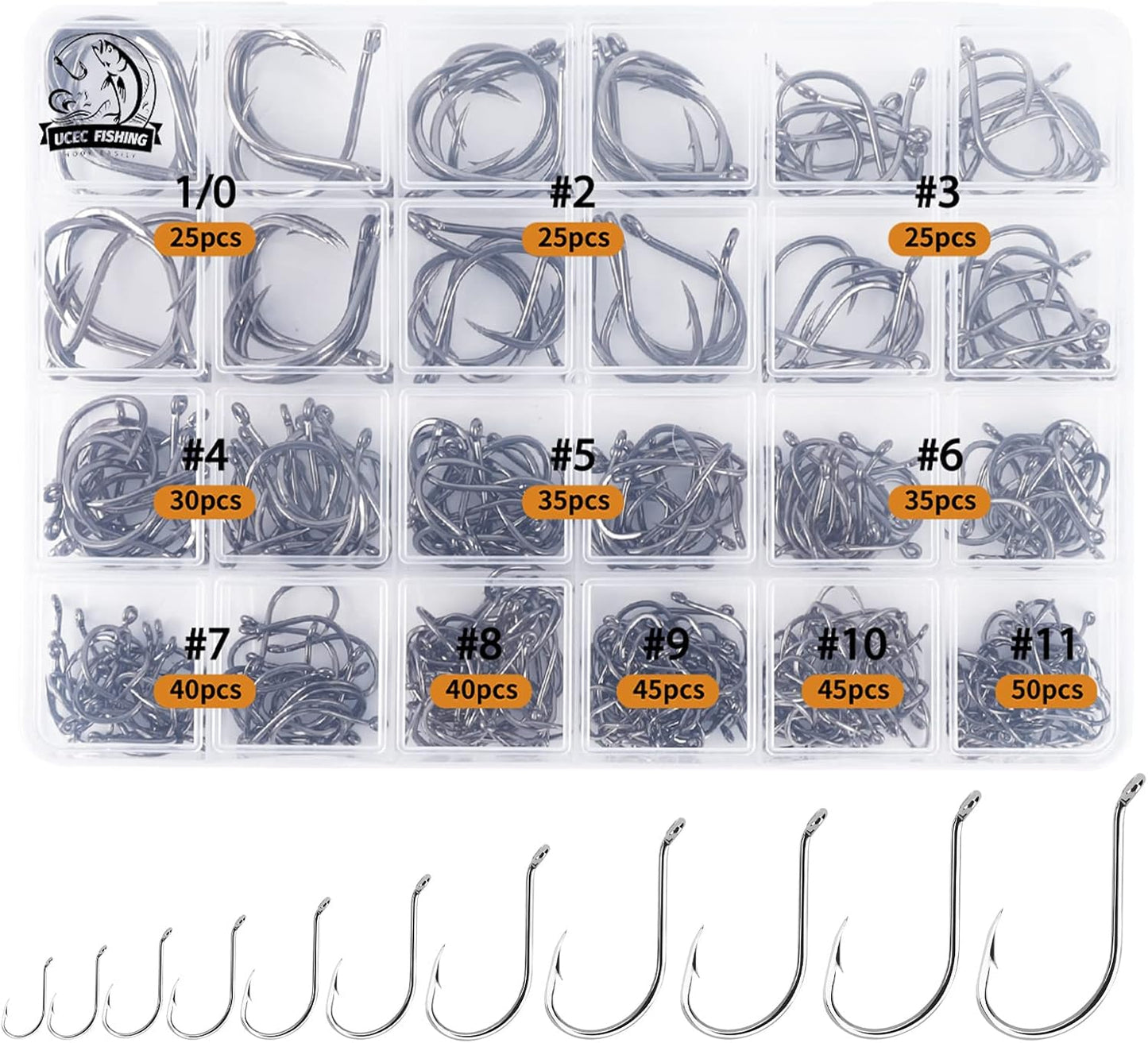 400pc High Carbon Steel Fishing Hooks Kit - Perfect for Various Fish Species!