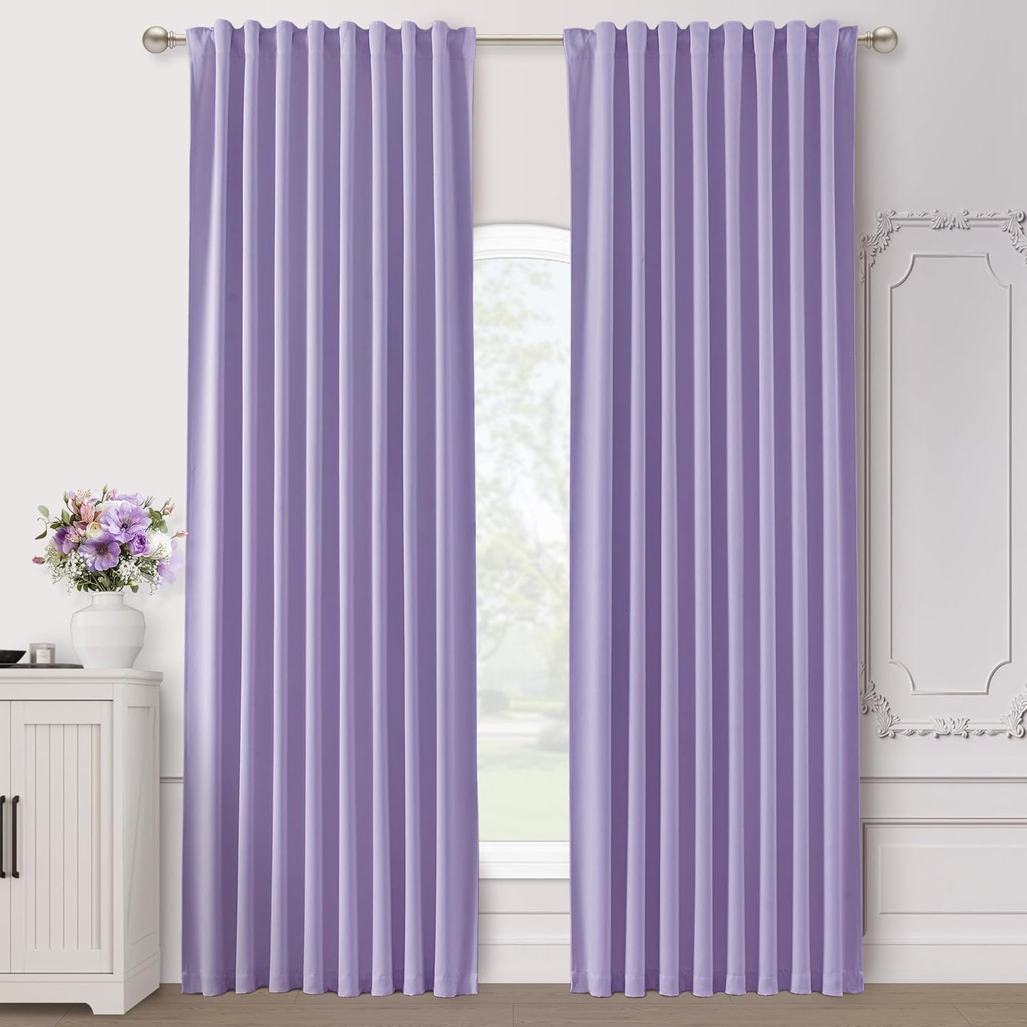 SHINELAND Lavender Blackout Curtains for Nursery and Bedroom