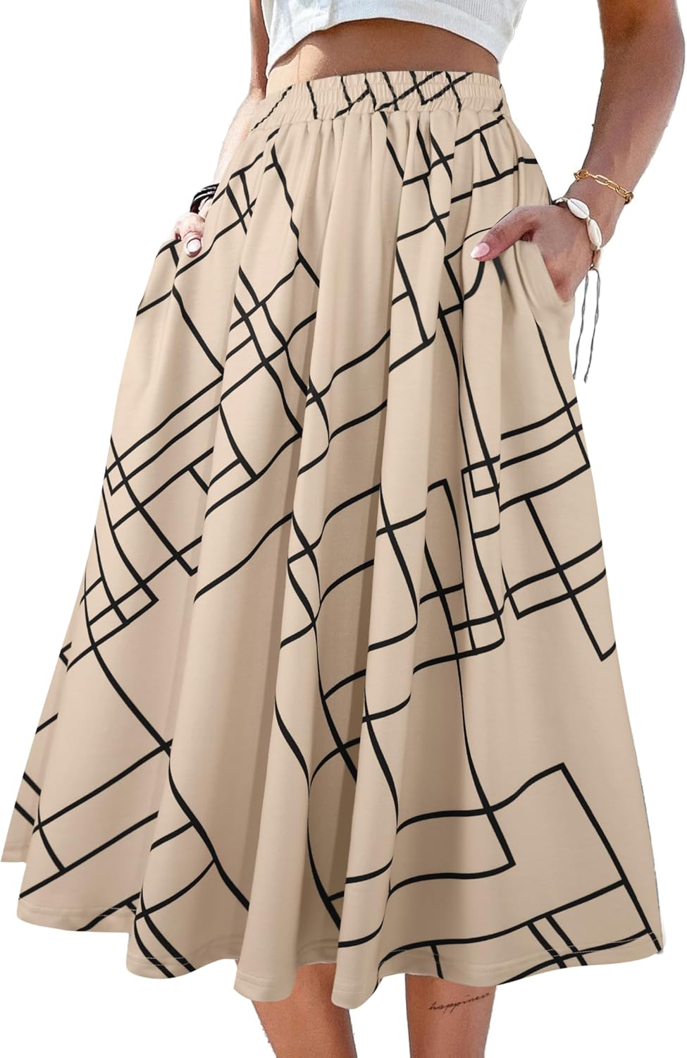 Sofia's Choice Midi Length A Line Swing Skirt with Pockets