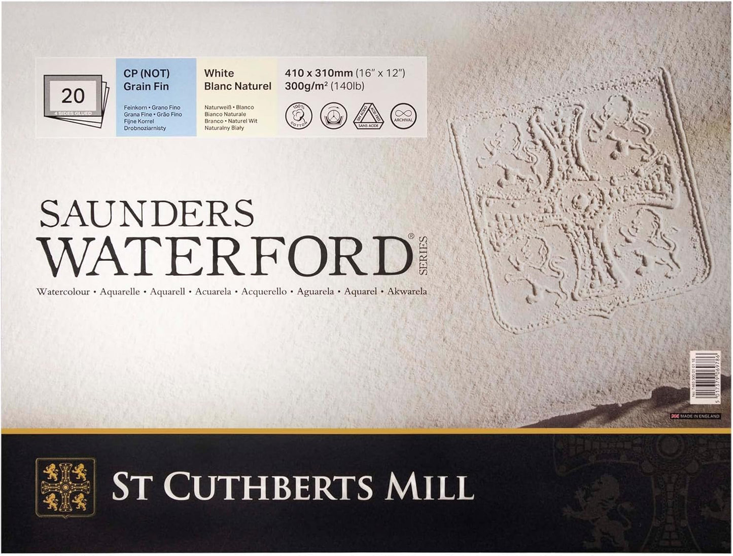 St Cuthberts Mill Watercolor Paper Block 41 x 31 cm, 20 Sheets