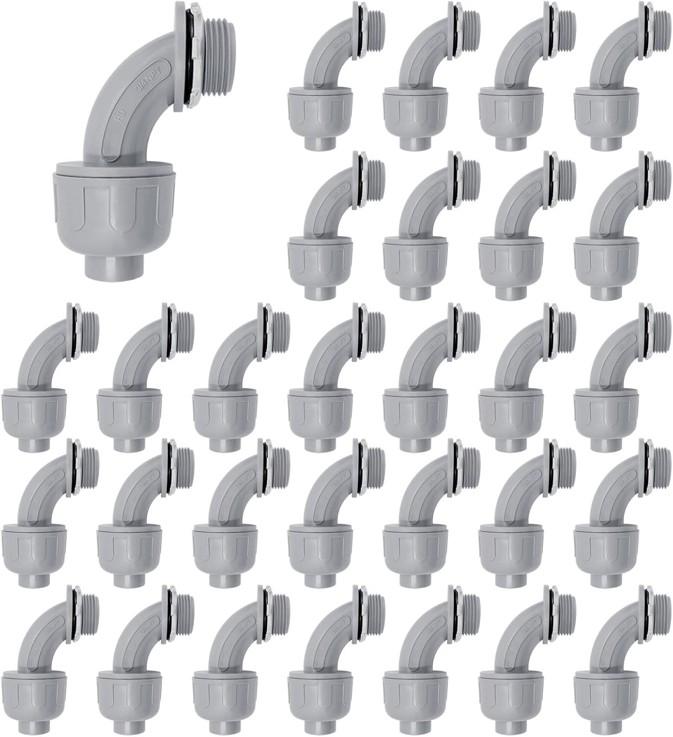 3/4 Inch Liquid Tight Connector - 30 Pack PVC Conduit Fittings