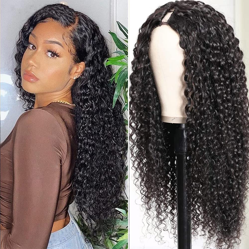Ainmeys Curly V Part Wigs for Black Women - No Leave Out Style