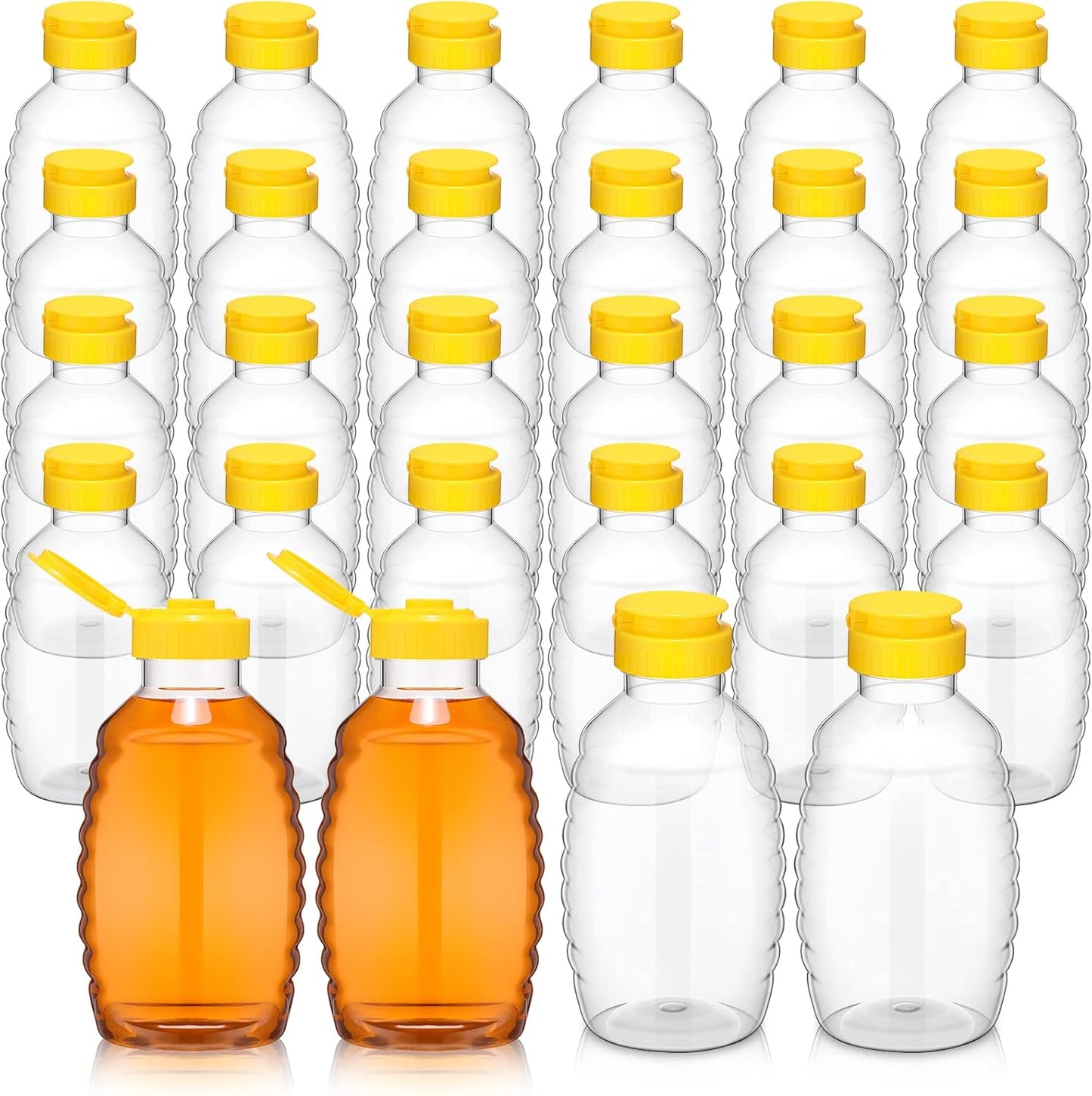 24 Pcs Clear Plastic Honey Bottles for Easy Dispensing and Storage