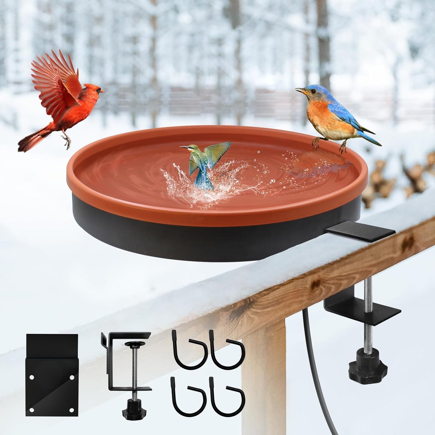 Heated Bird Bath for Outdoors: 75W Thermostatically Controlled Bath
