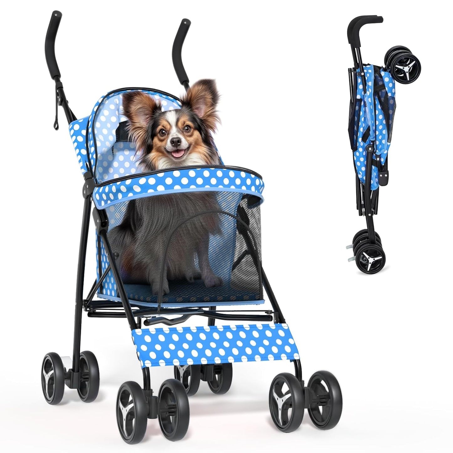 Compact Pet Stroller for Small-Medium Dogs and Cats Up to 22lbs