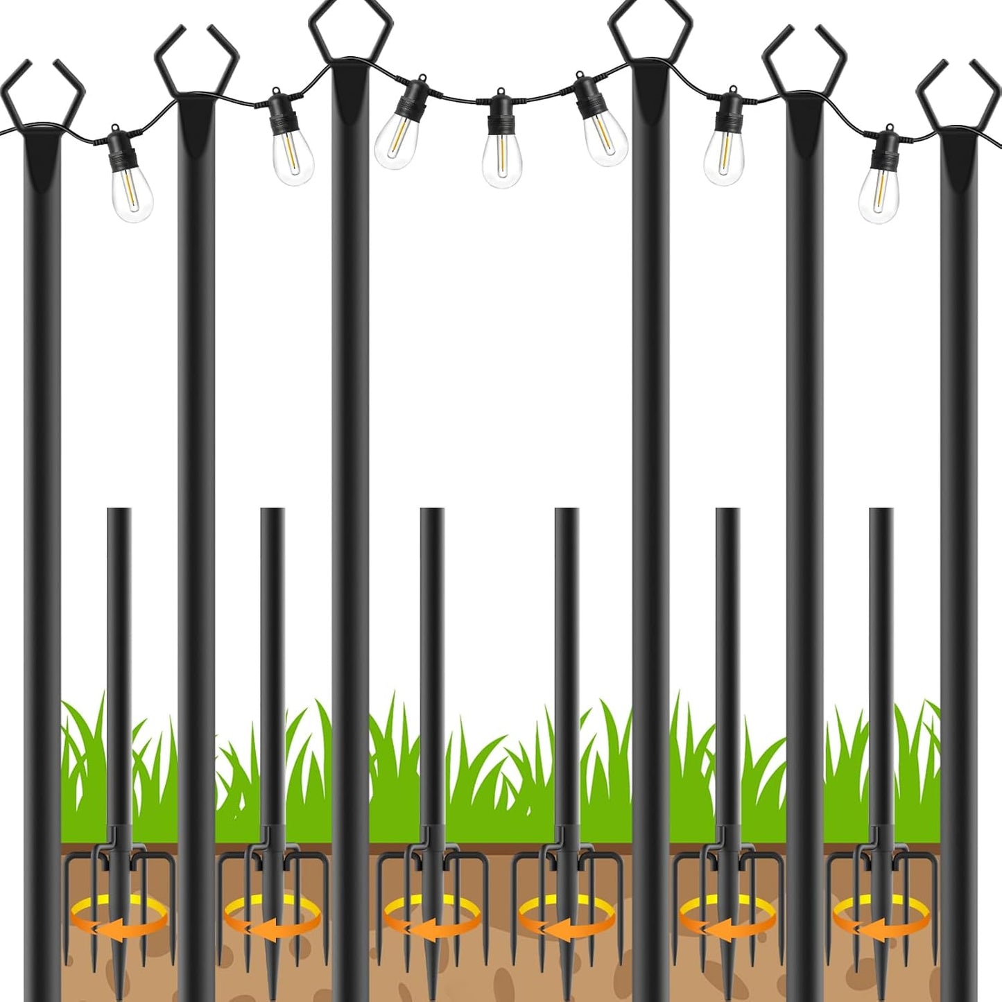 10 Ft Metal String Light Poles for Outdoor Decor and Events