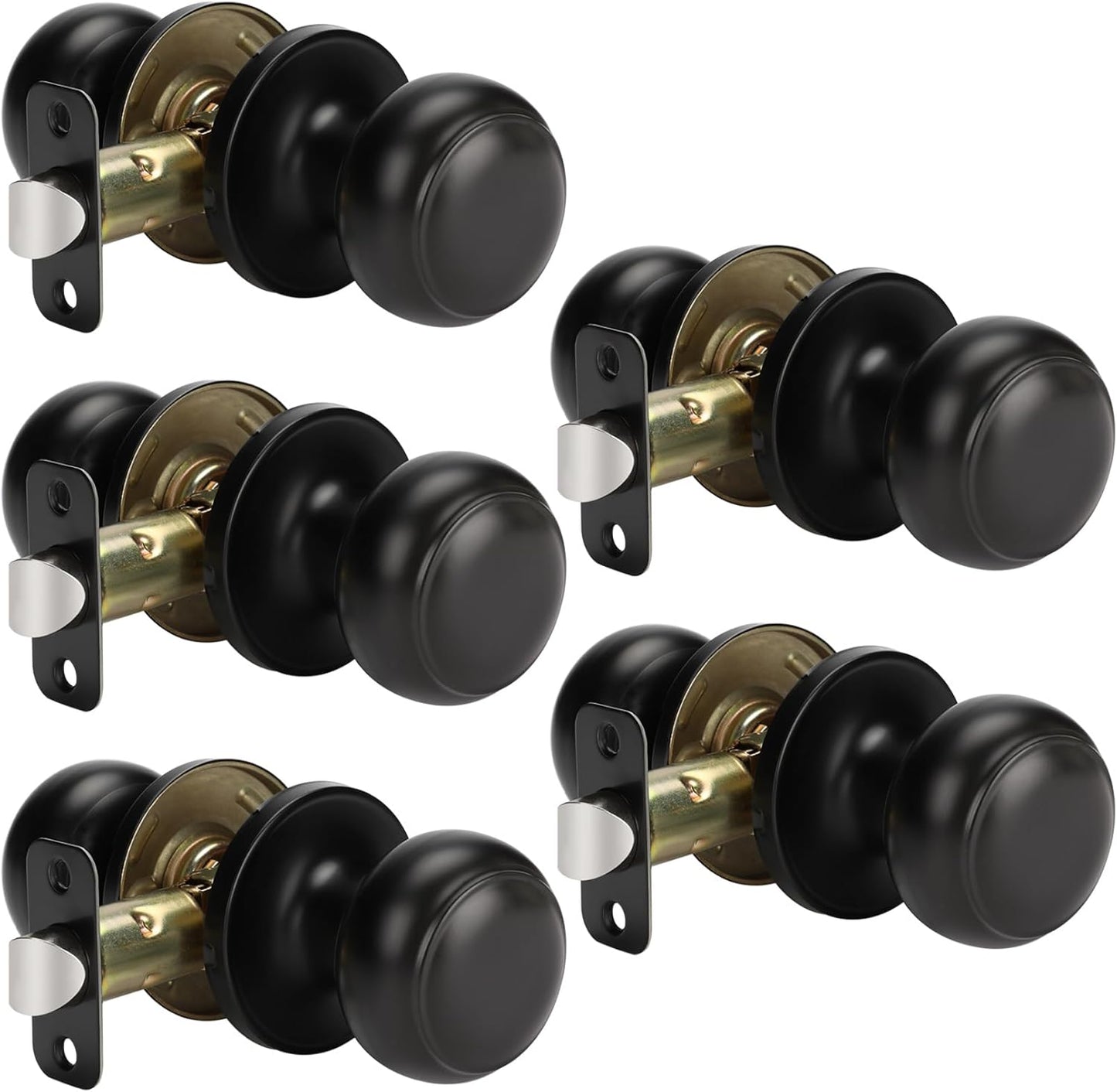 Black Passage Door Knobs Set for Hallway and Closet Use