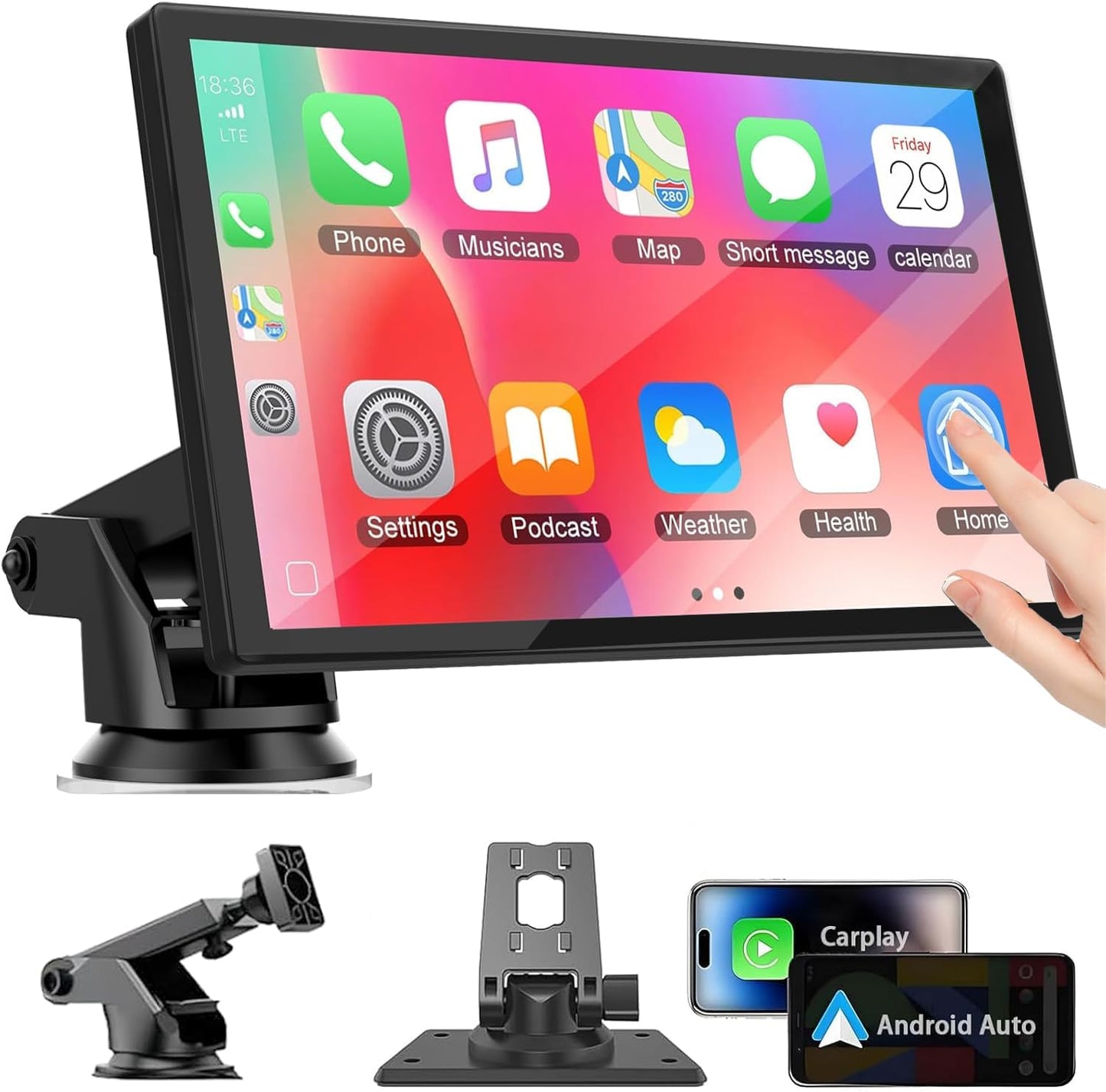 7 Inch Portable Touch Screen Car Stereo with Wireless Carplay
