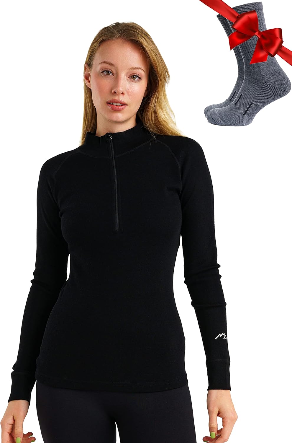 Merino Wool Base Layer Women - 100% Merino Half Zip Sweater